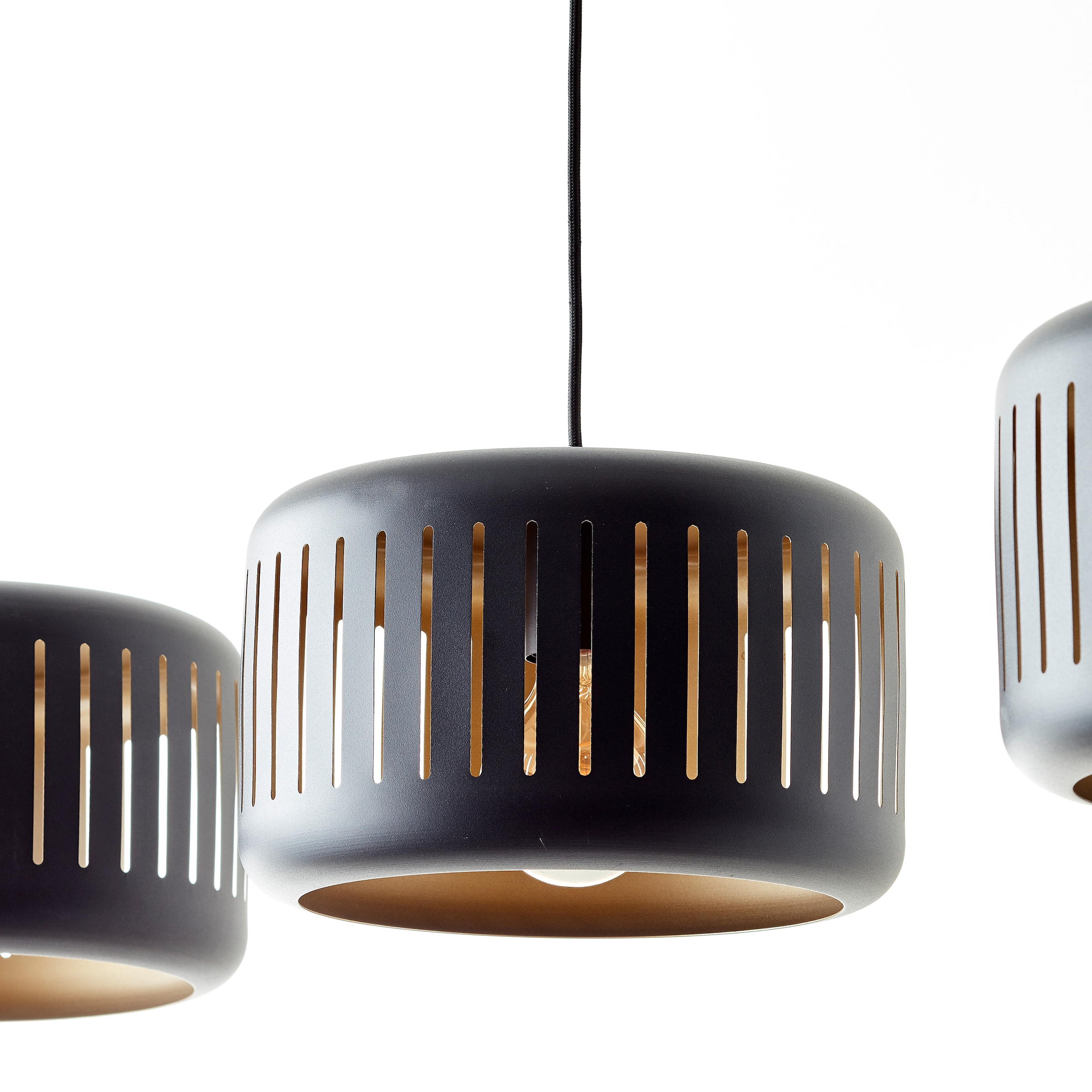 Brilliant Pendelleuchte »Tyas« E27 1 Stk. 120 x 110 x 27 cm, 3 x E27, kürzbar, Metall, schwarz/goldfarben