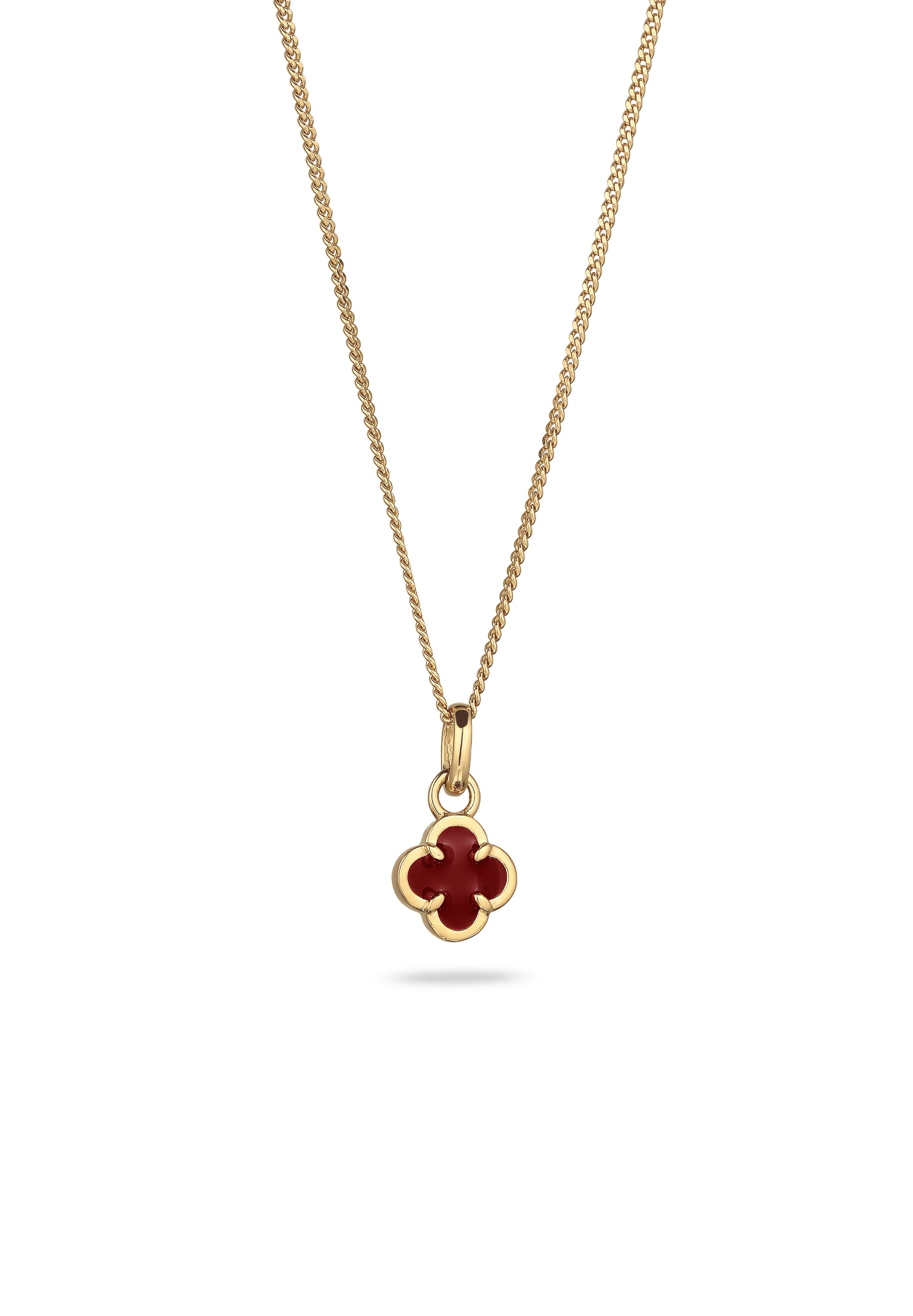 Elli Kette mit Anhänger »Halskette Kleeblatt Emaille Anhänger 925 Sterling Silber vergoldet«