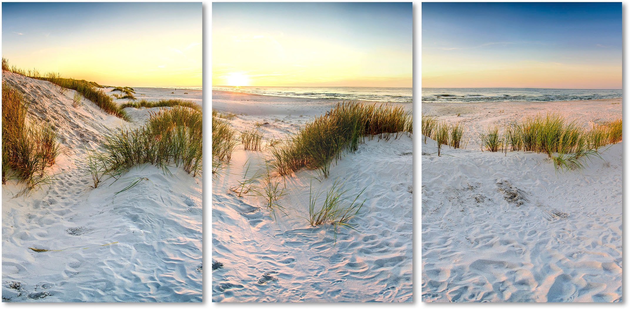 Acrylglasbild »Sunset Beach 3-teilig«, Strand, (1 St.)
