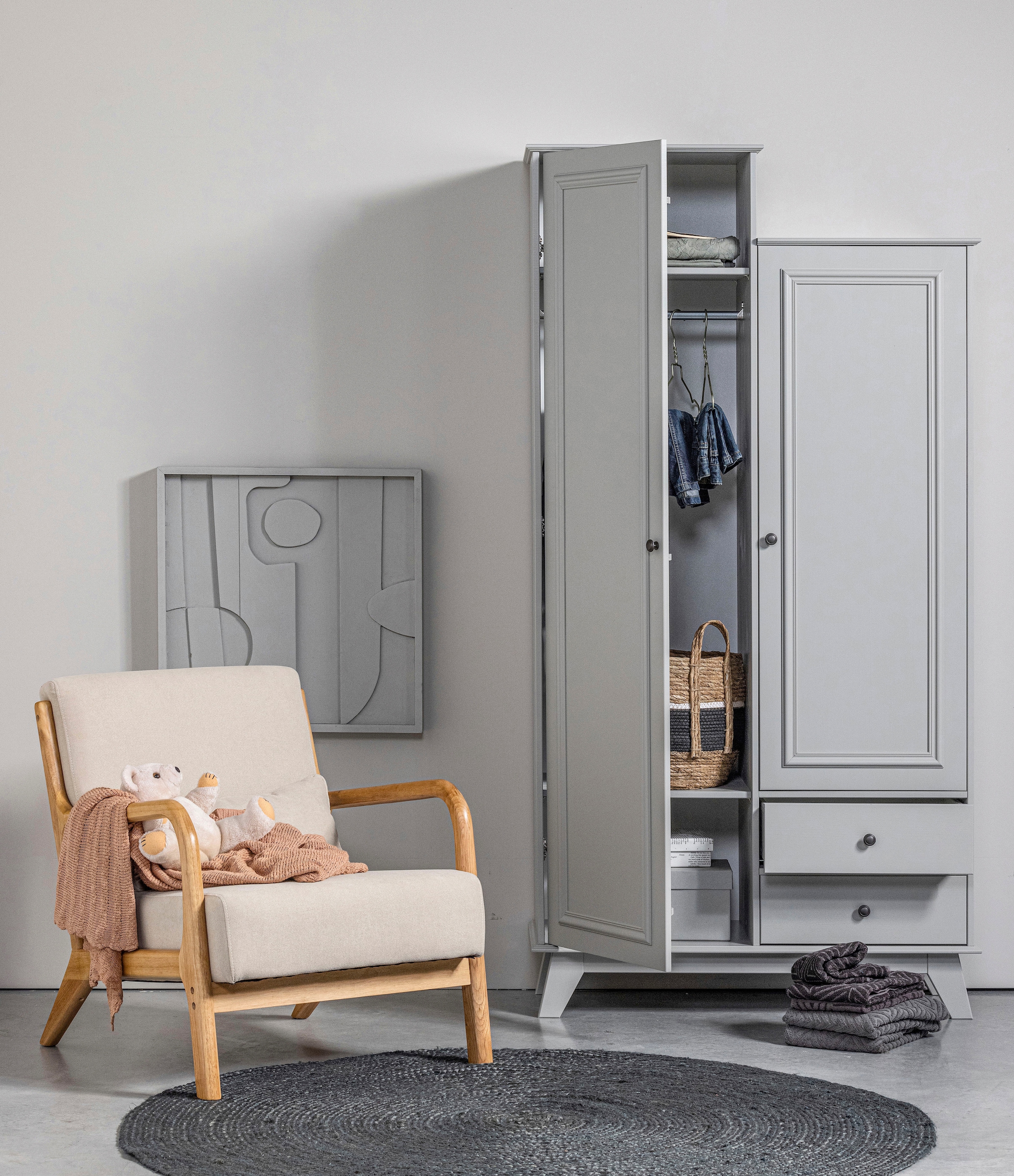 WOOOD Loungesessel »Mark mit Gewebtem Bezug und Gummibaumholz-Rahmen B 67 x T 82 x H 75 cm« Gute Verschleißfestigkeit, Tragkraft 135 kg, separates Rückenkissen