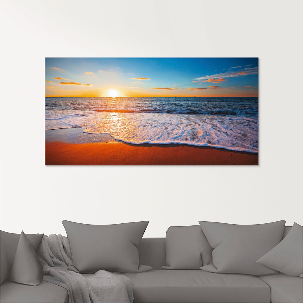 Artland Glasbild »Sonnenuntergang und das Meer«, Strand, (1 St.)