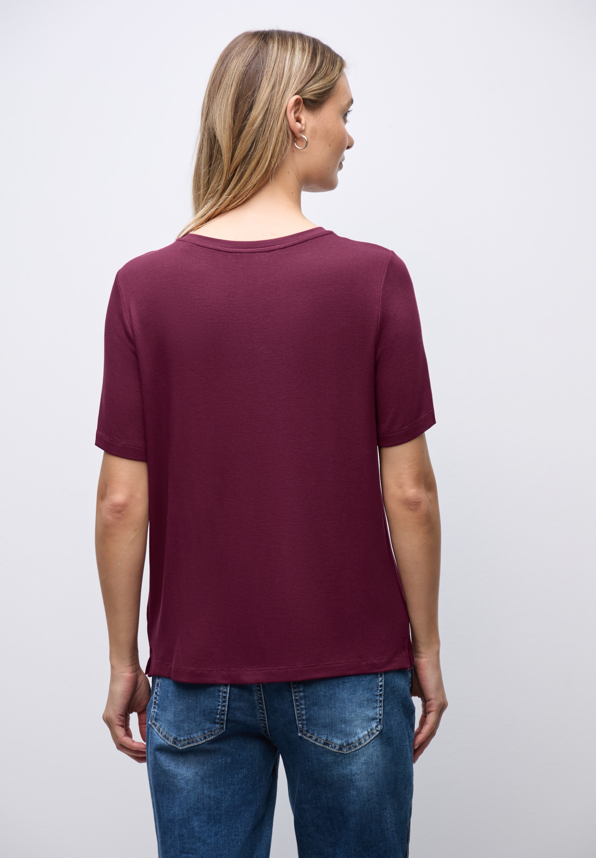 STREET ONE Kurzarmshirt mit Chiffon-Detail