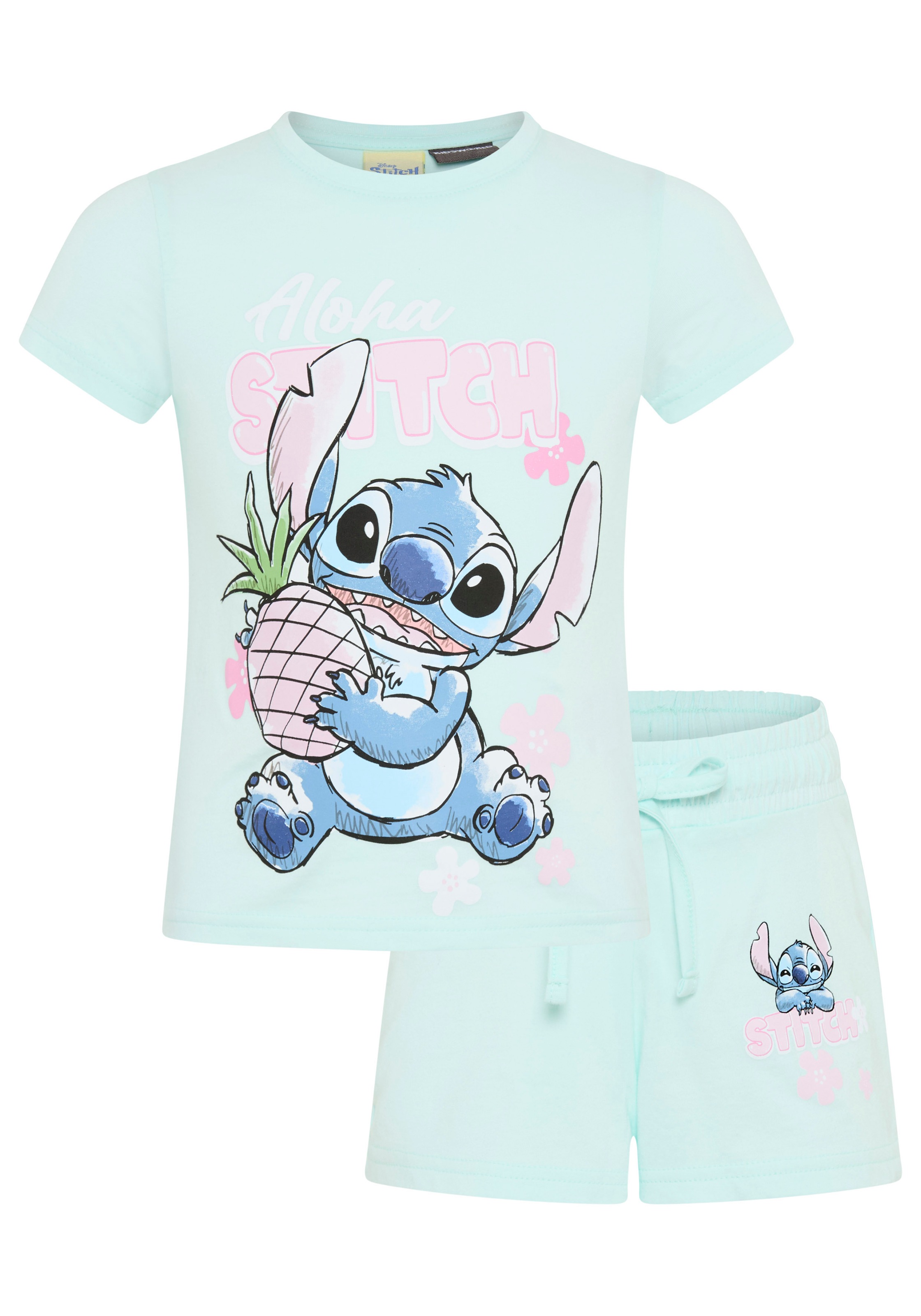 KIDSWORLD Shirt & Shorts »STITCH 2tlg. Set von Disney« Set, 2 tlg. verschiedene Größen, bedrucktes Design, aus Baumwolle