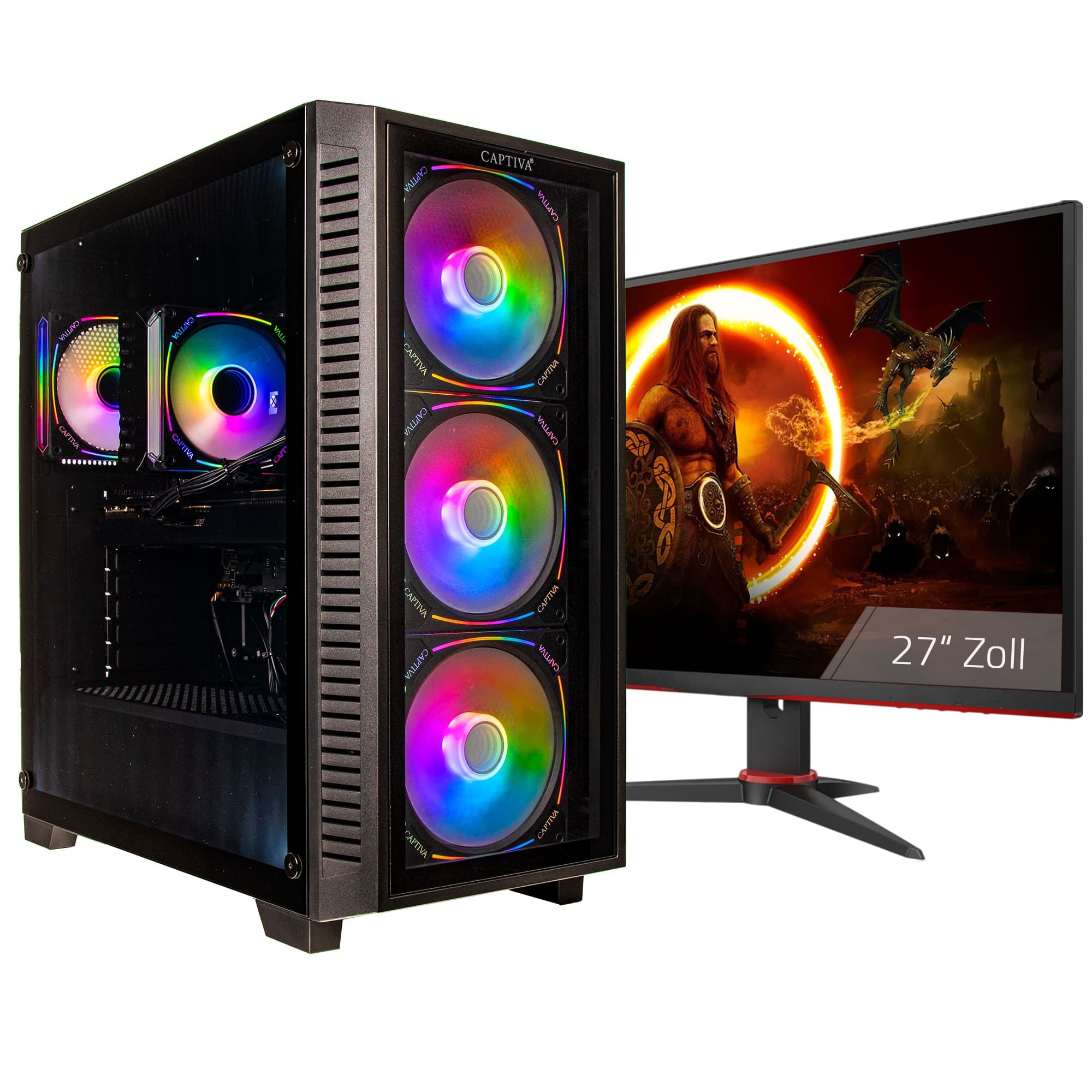 CAPTIVA Gaming-PC-Komplettsystem »Advanced Gaming R94-916 TFT Bundle« 68,6 ″ AMD Ryzen 7 Nvidia 32 GB RAM 2.000 GB SSD