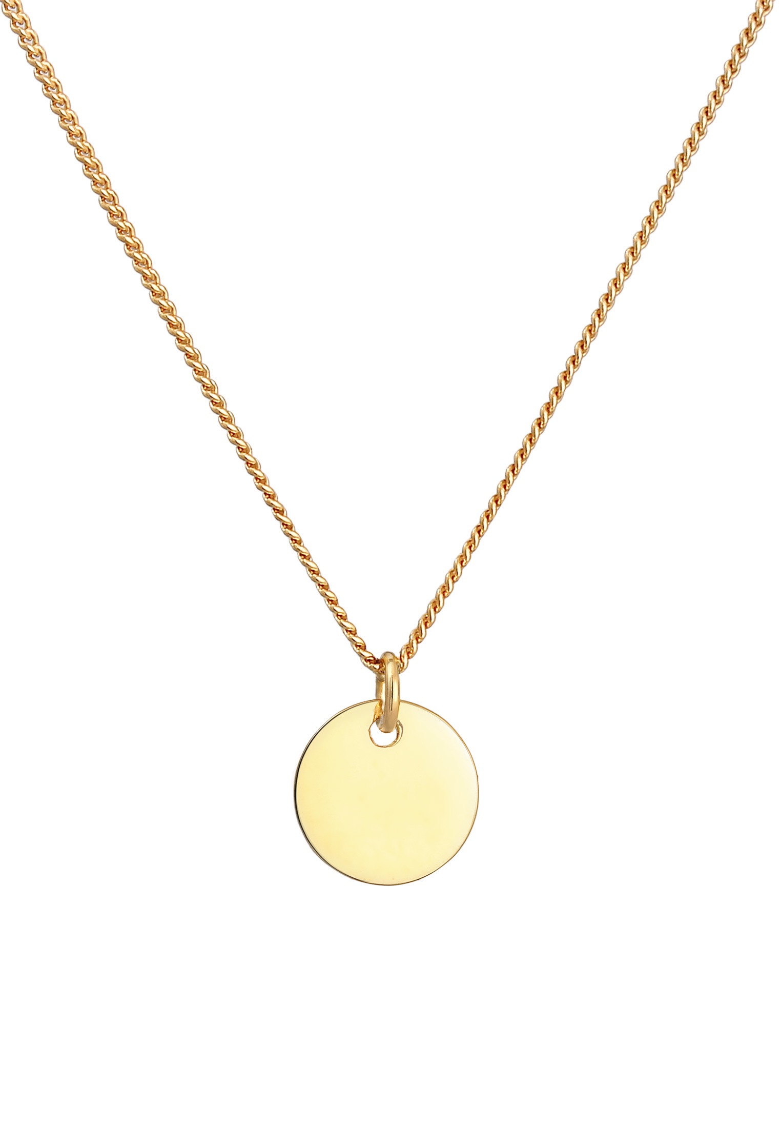 Elli Premium Kette ohne Anhänger »Halskette Kids Plättchen Coin 375 Gelbgold«