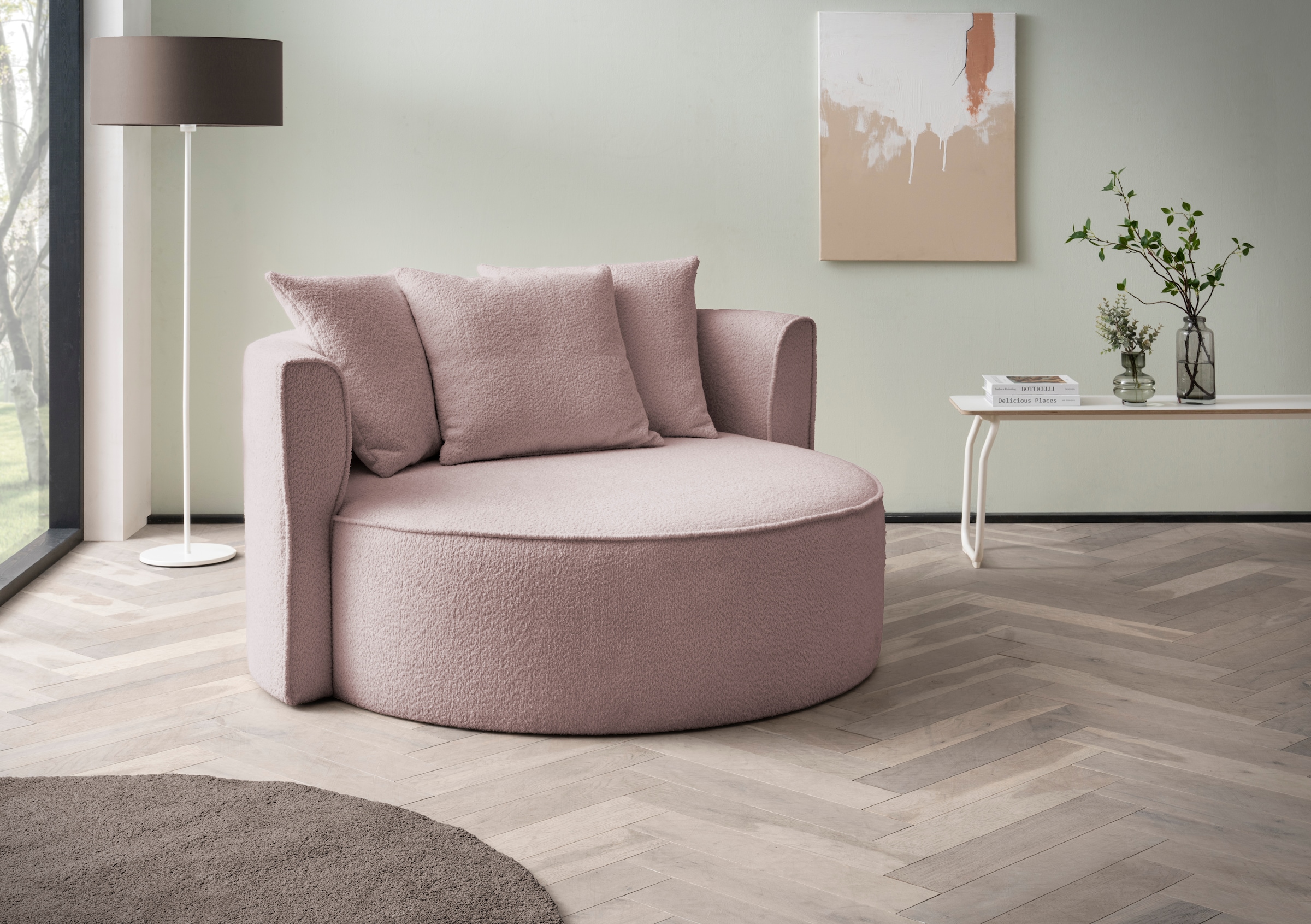 LeGer Home by Lena Gercke XXL-Sessel »Isalie, Lesesessel, Loveseat, inklusive Zierkissen«, extra große Sitzfläche, optional mit Hocker, Cord, Samt, Bouclé