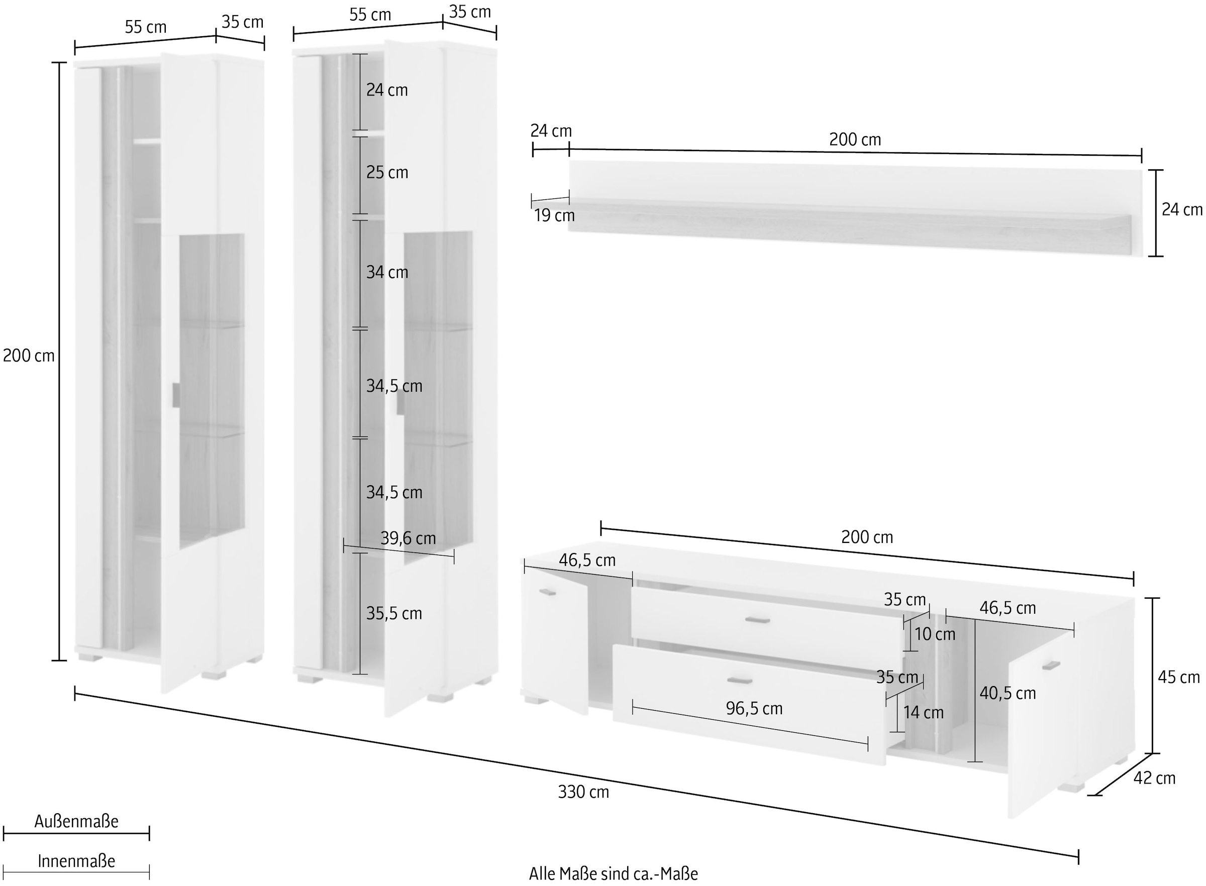 Home affaire Wohnwand »LONG ISLAND« Set, 4 Stk. tlg.