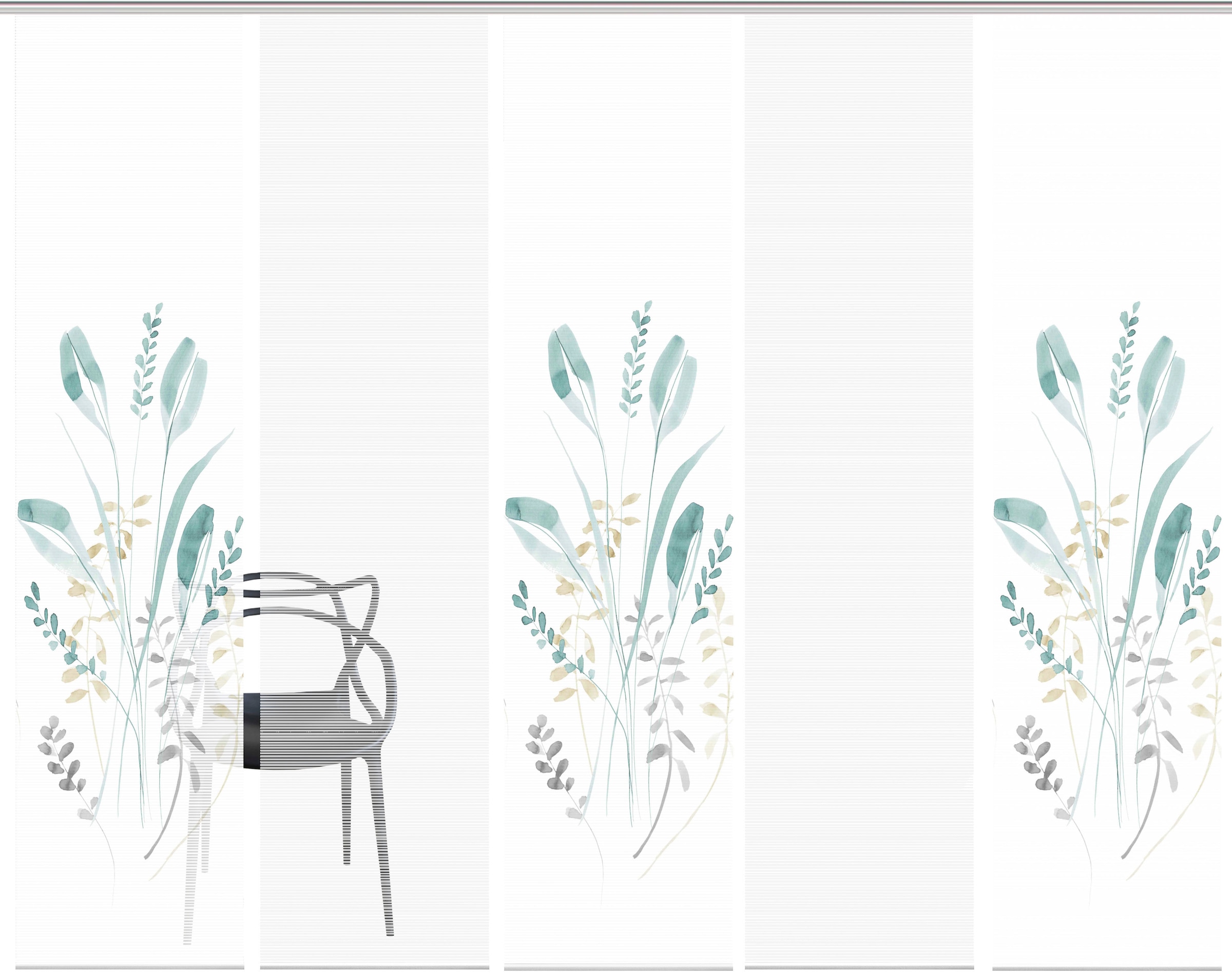 Vision S Schiebegardine »AYENE 5er SET« Paneelwagen 5 Stk. tlg. Schiebevorhang Digidruck 5er Set AYENE