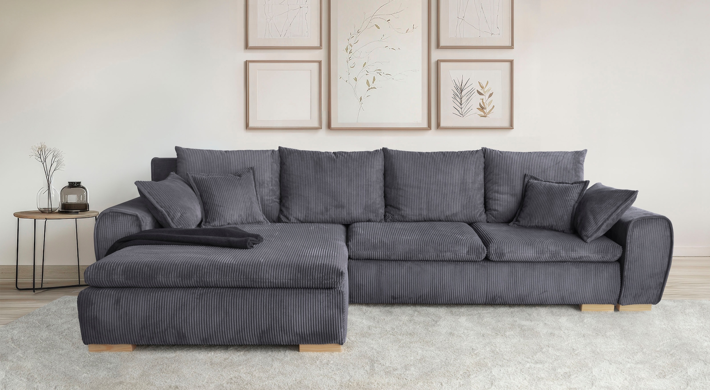 Home affaire Ecksofa »Katja«, Cord Bezug, inkl. Schlaffunktion und Stauraum