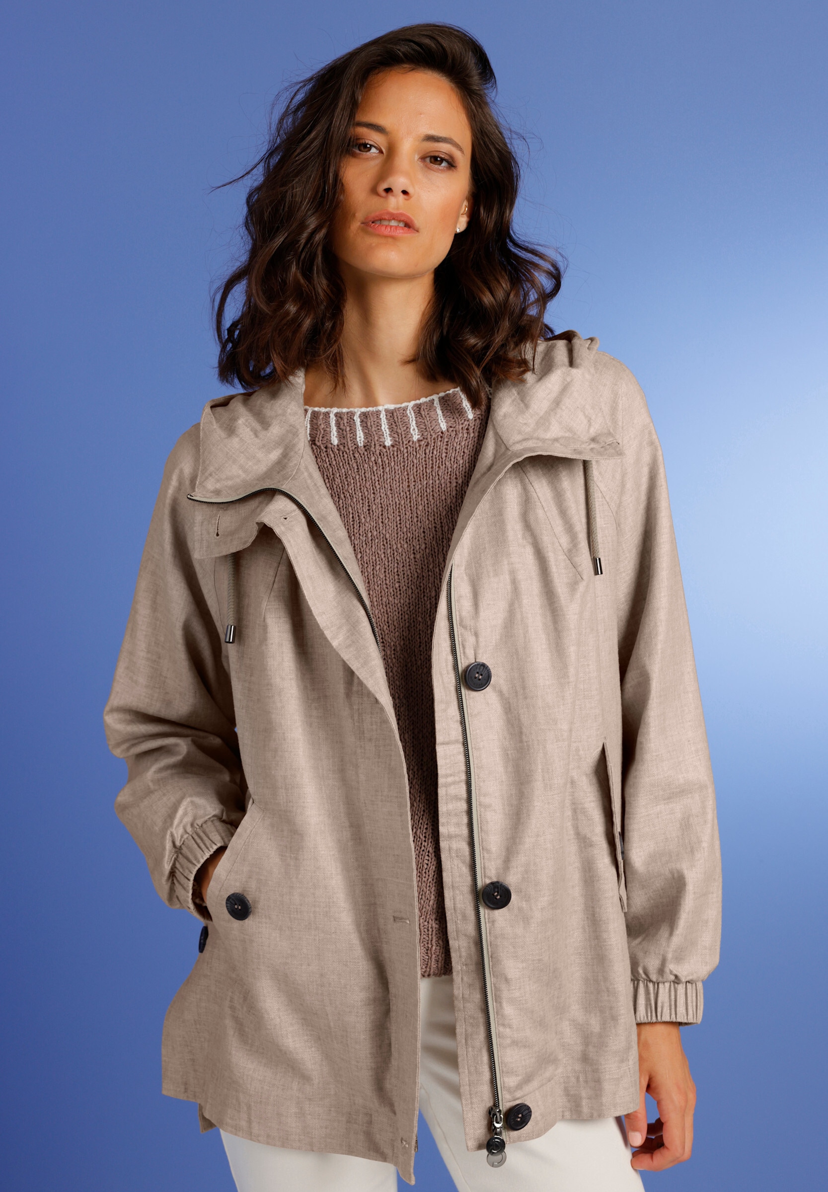 creation L Funktionsjacke »Leinen-Viskose-Jacke Kapuzenjacke im Leinen-Viskose-Mix« mit Kapuze