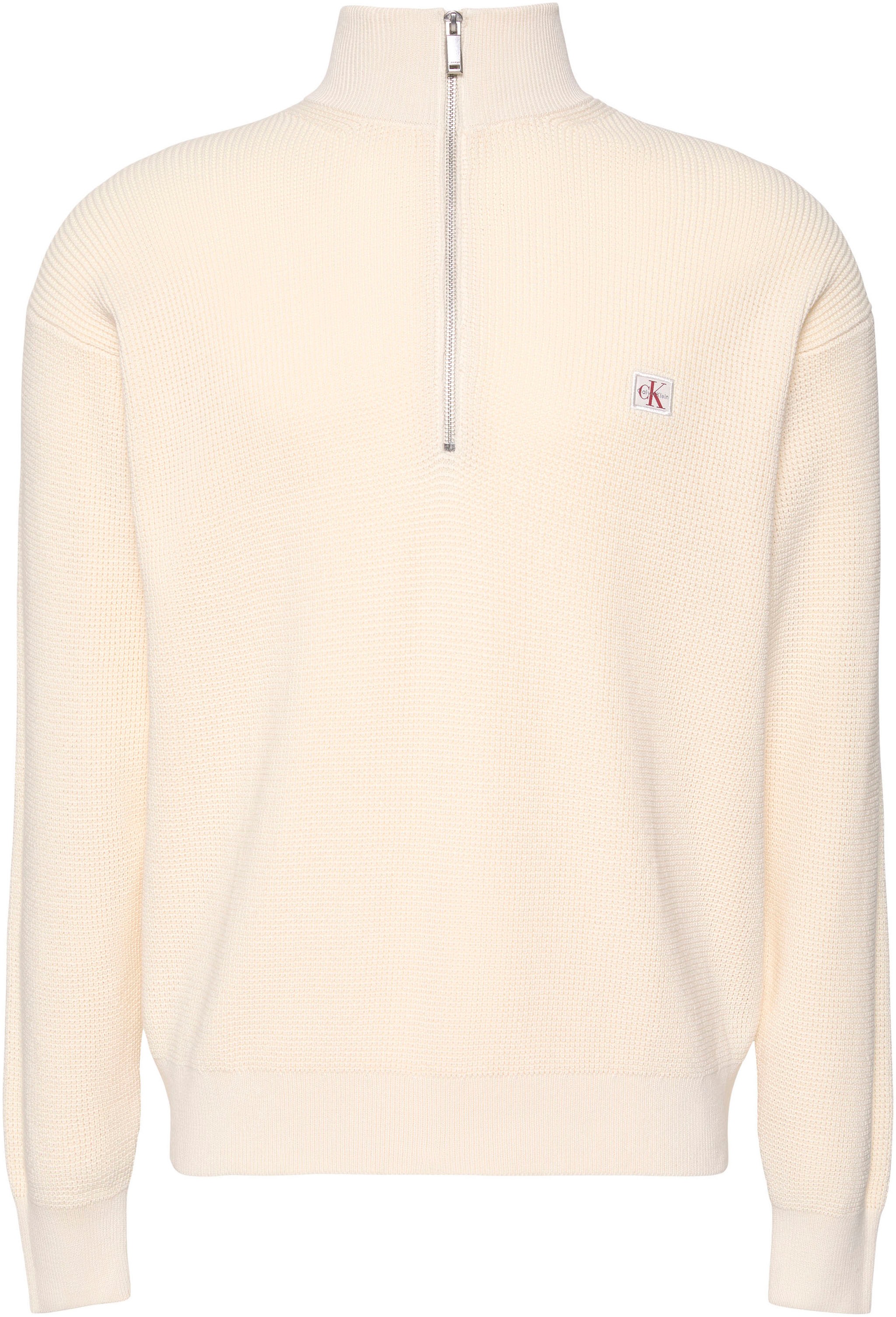 Calvin Klein Jeans Strickpullover Troyerkragen mit Reißverschluss, Regular Fit