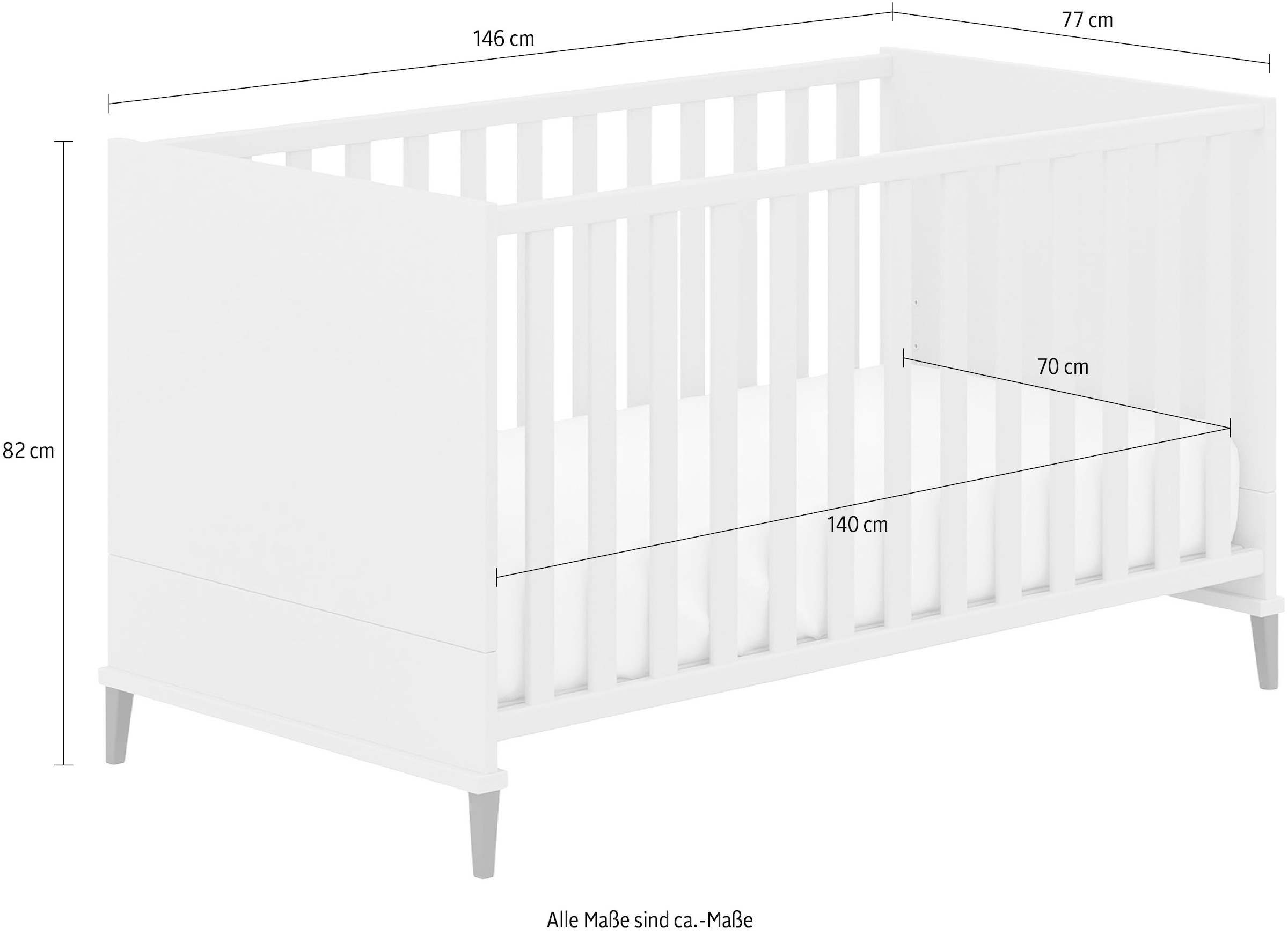 Transland Babybett »ARI, by PAIDI«, 4-fach höhenverstellbar, umbaubar zum Juniorbett Kindersofa