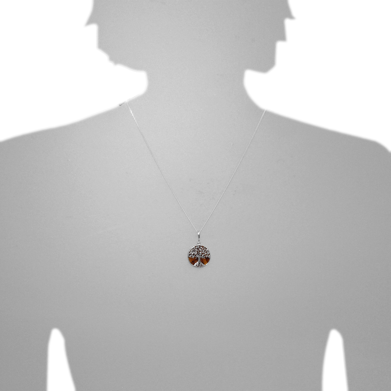 OSTSEE-SCHMUCK Kette mit Anhänger »- Lebensbaum 21 mm - Silber 925/000 - Bernstein«