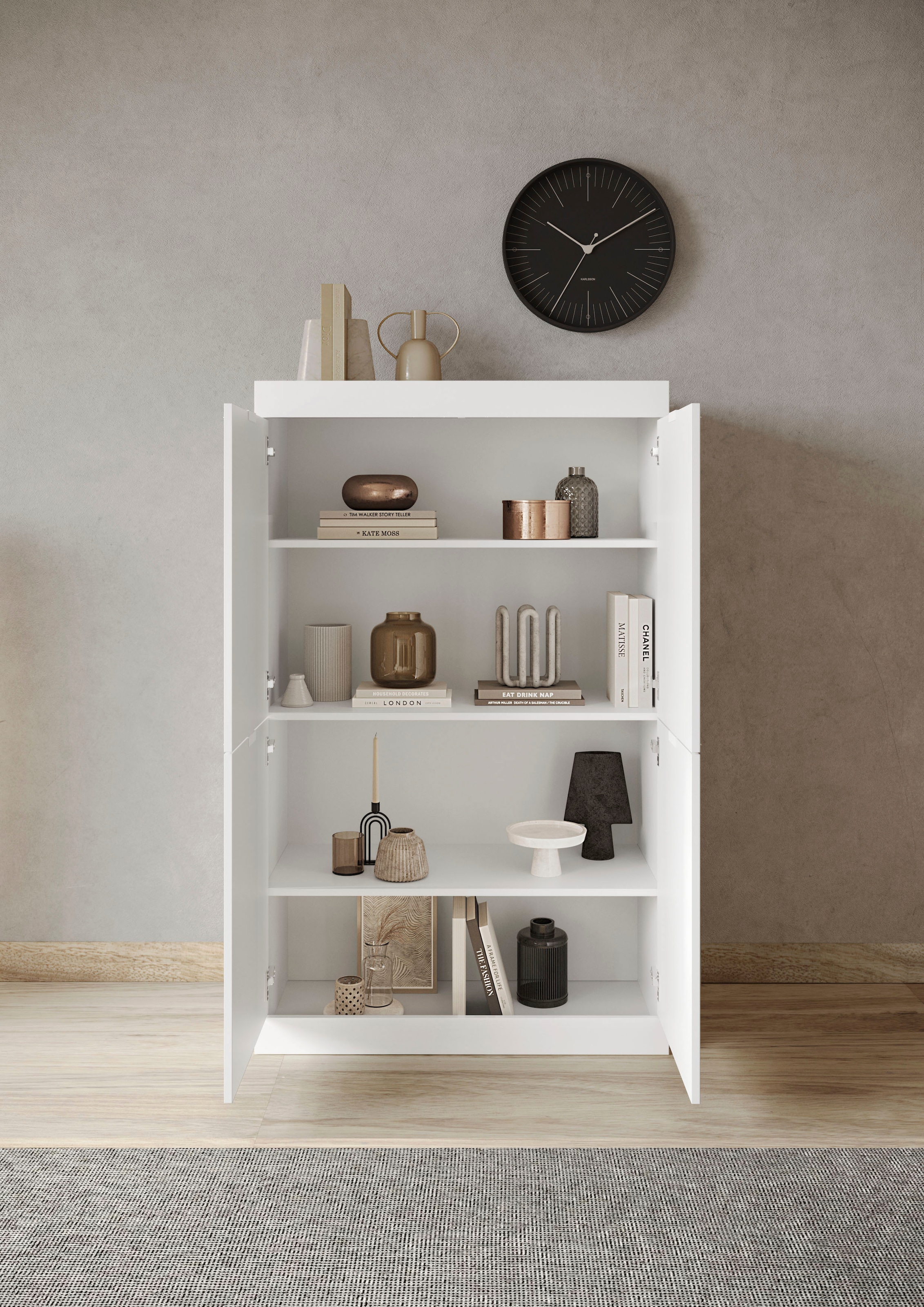 INOSIGN Highboard »Slim«, Breite 91 cm, weiß Hochglanz Lack