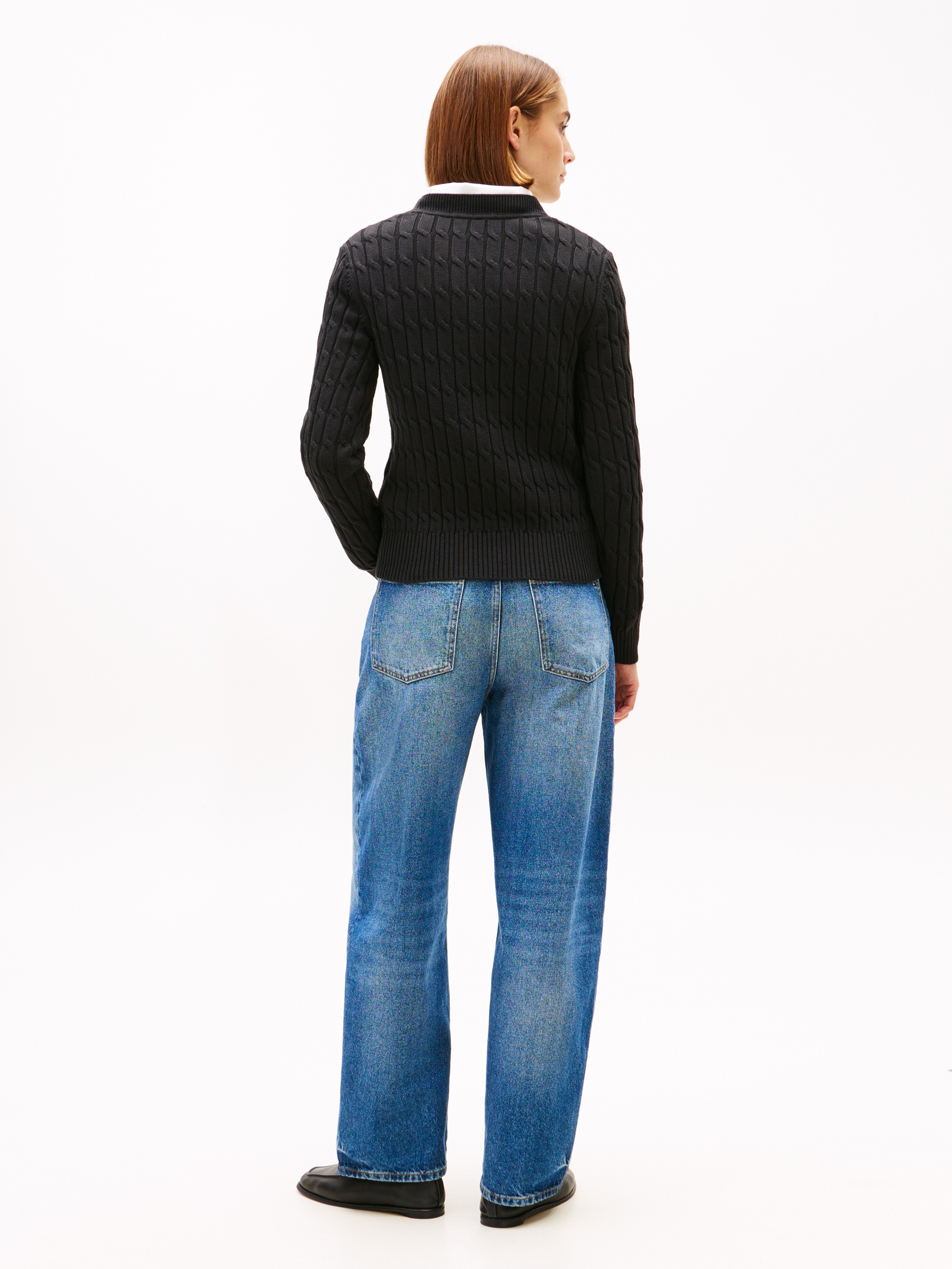 Tommy Hilfiger Rundhalspullover »CO CABLE MID GG C-NK LS SWT« mit Zopfmuster