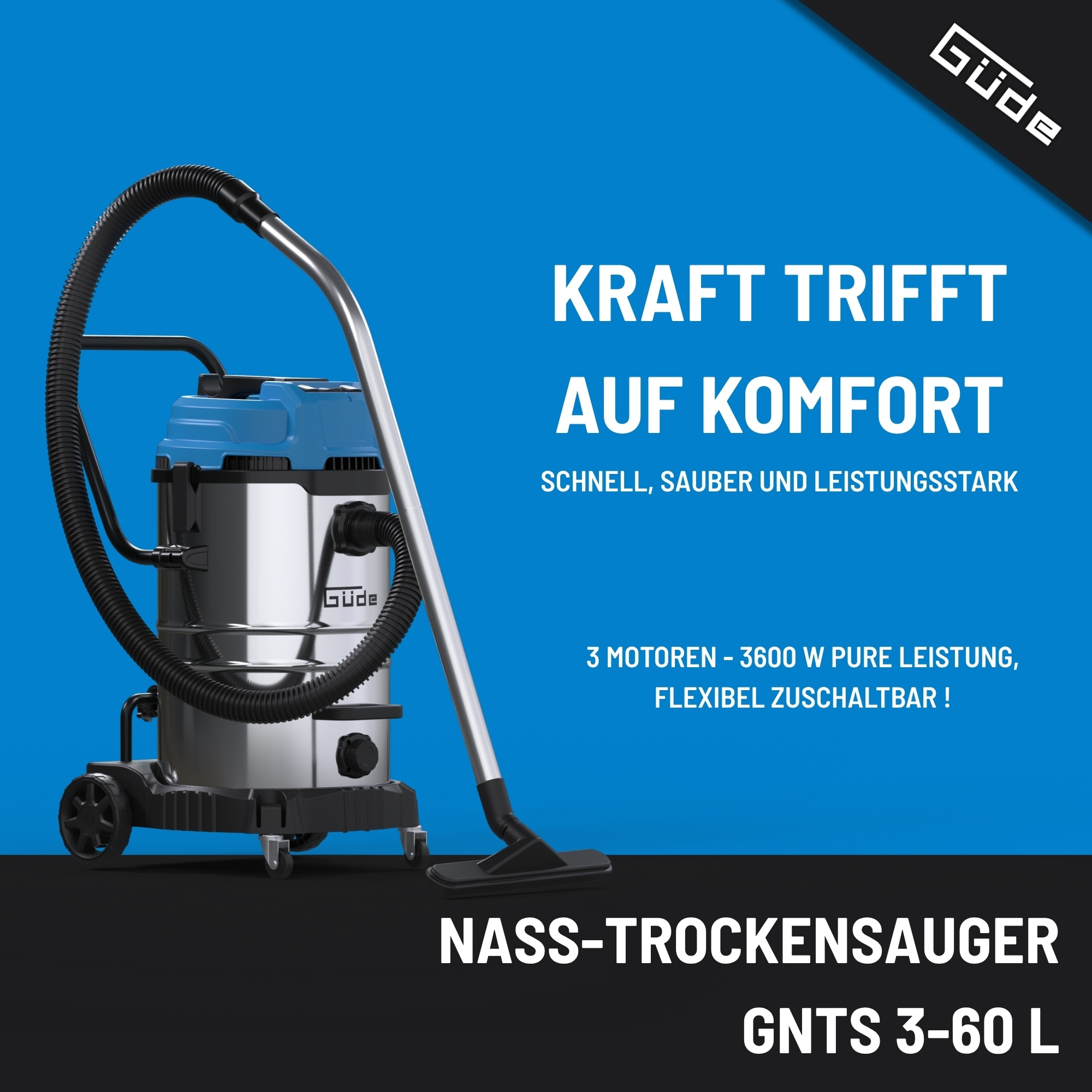 Güde Nass-Trocken-Sauger »GNTS 3-60L« 3600 (3 x 1200) W