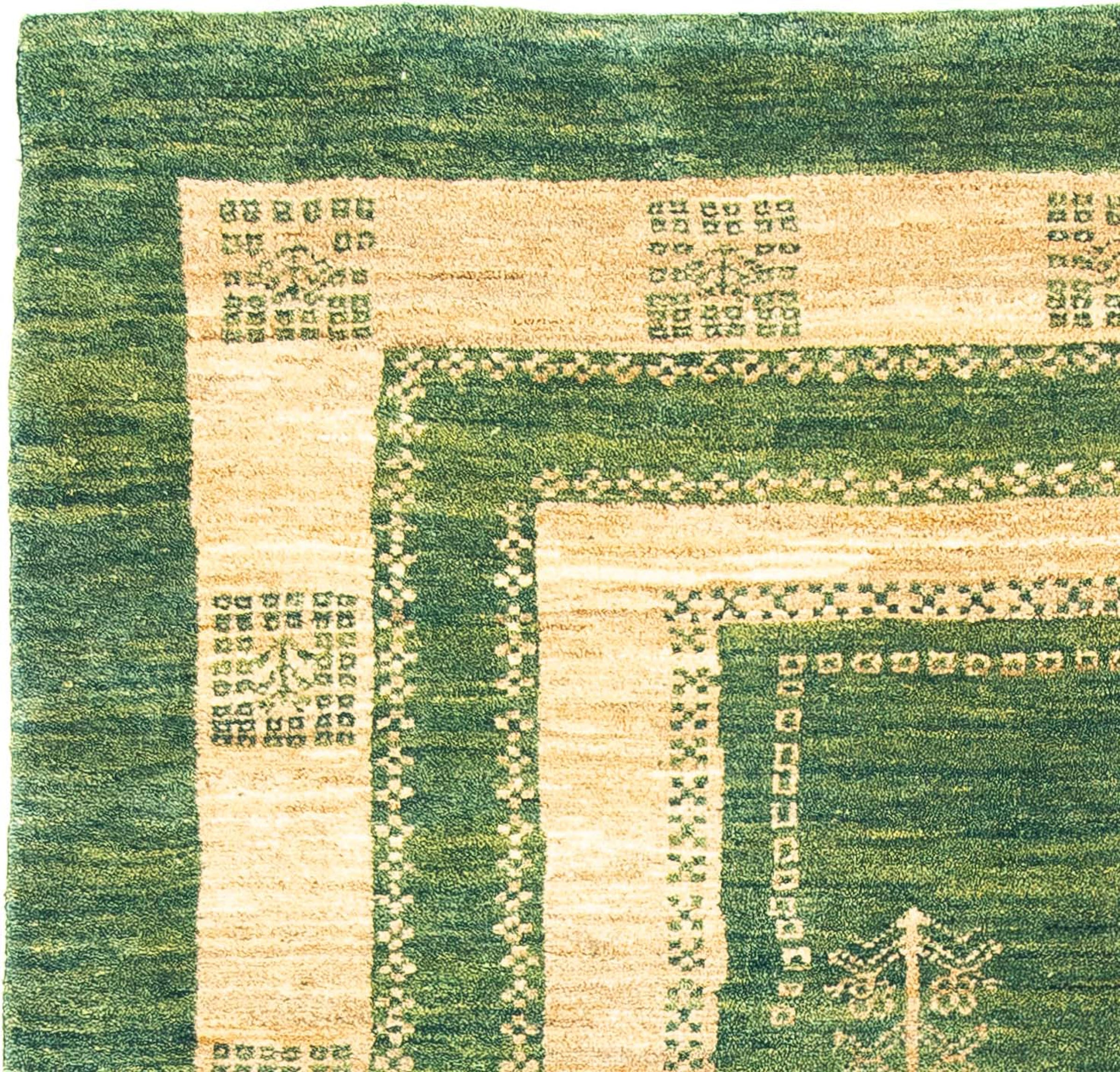 morgenland Wollteppich »Gabbeh - Perser - 188 x 151 cm - grün«, rechteckig,  Wohnzimmer, Handgeknüpft, Einzelstück mit Zertifikat im OTTO Online-Shop
