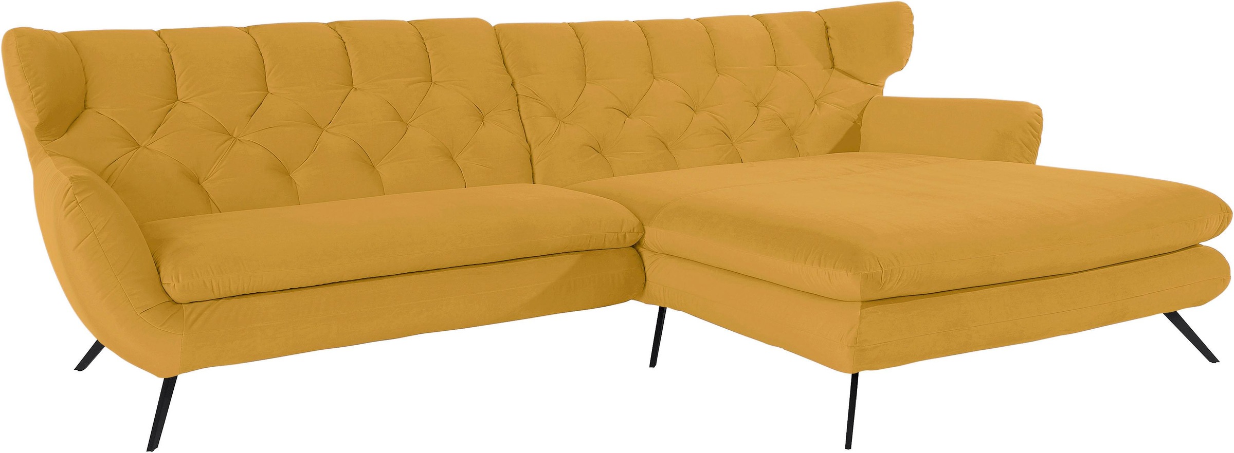 3C Candy Ecksofa »Beatrice Designsofa in moderner Retrooptik, bequem und extravagant«, mit Rückensteppung im Rautenmuster, Ohrenbacken Optik, L-Form
