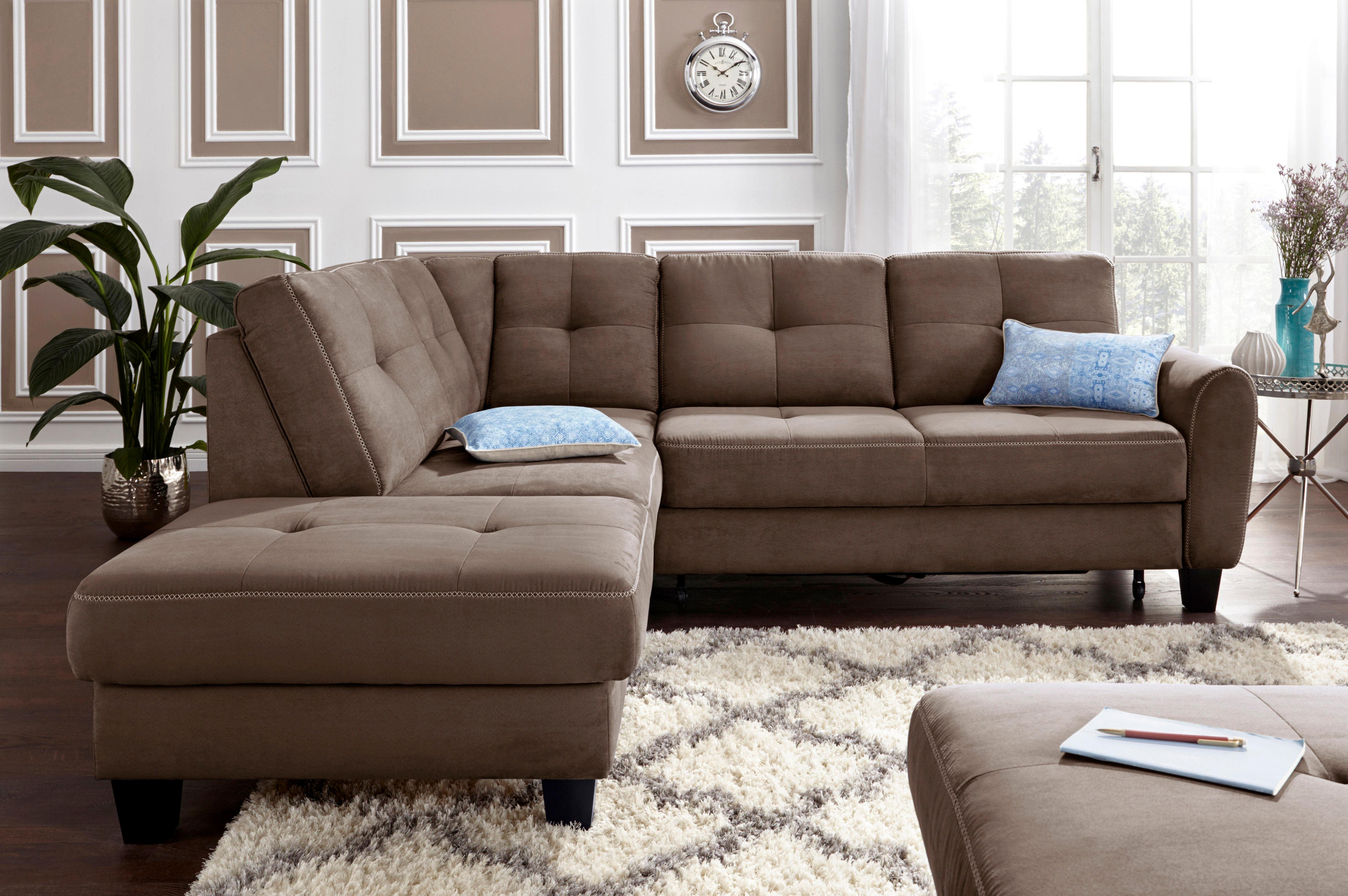 sit&more Ecksofa "Varese L-Form" mit Federkern, wahlweise mit Schlaffunktion und Stauraum