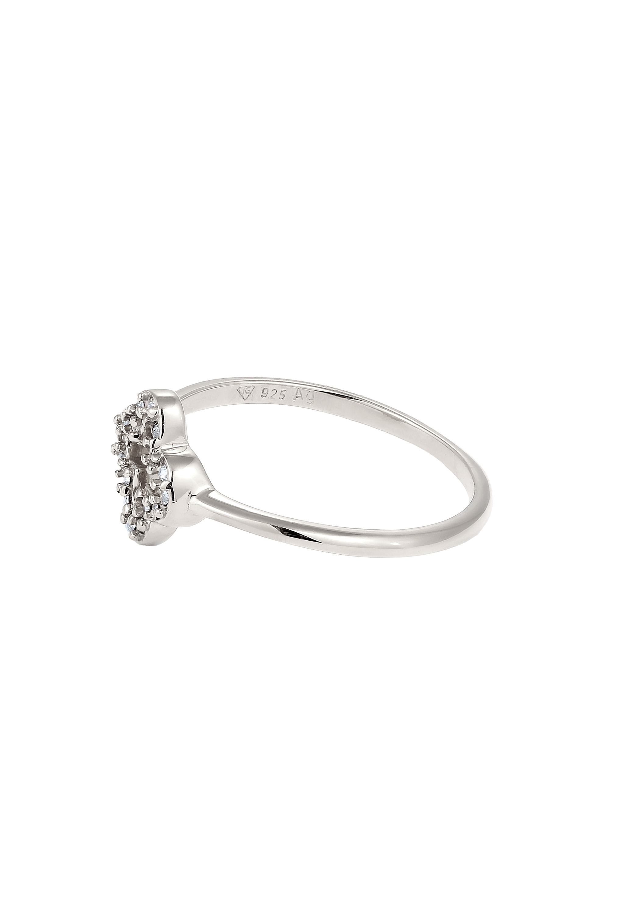 Elli Silberring »Ring Kleeblatt Glas Kristalle Weiß 925 Sterling Silber«