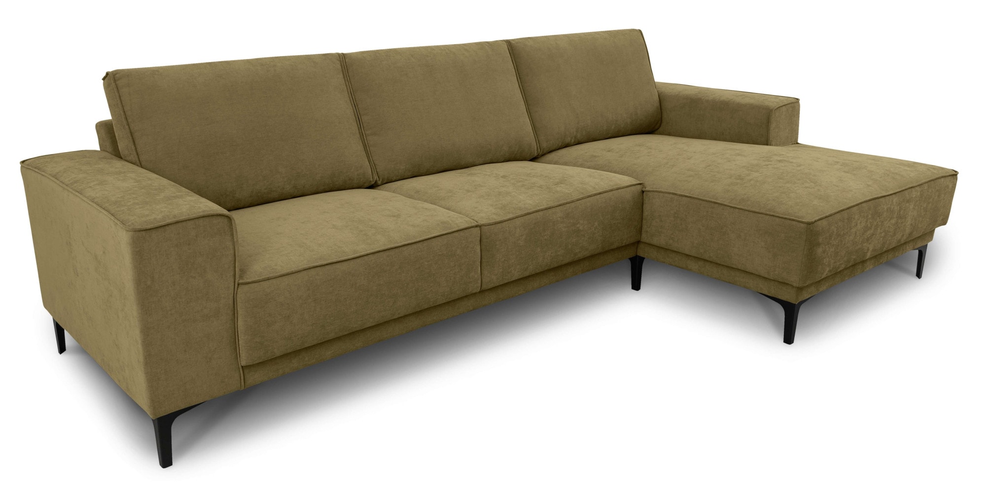 Places of Style Ecksofa »Polsterecke Oland, Struktur, Flachgewebe, Luxus-Microfaser, Boucle«, L-Form, 280 cm, Wellenunterfederung, Skandi-Design, Metallfüße