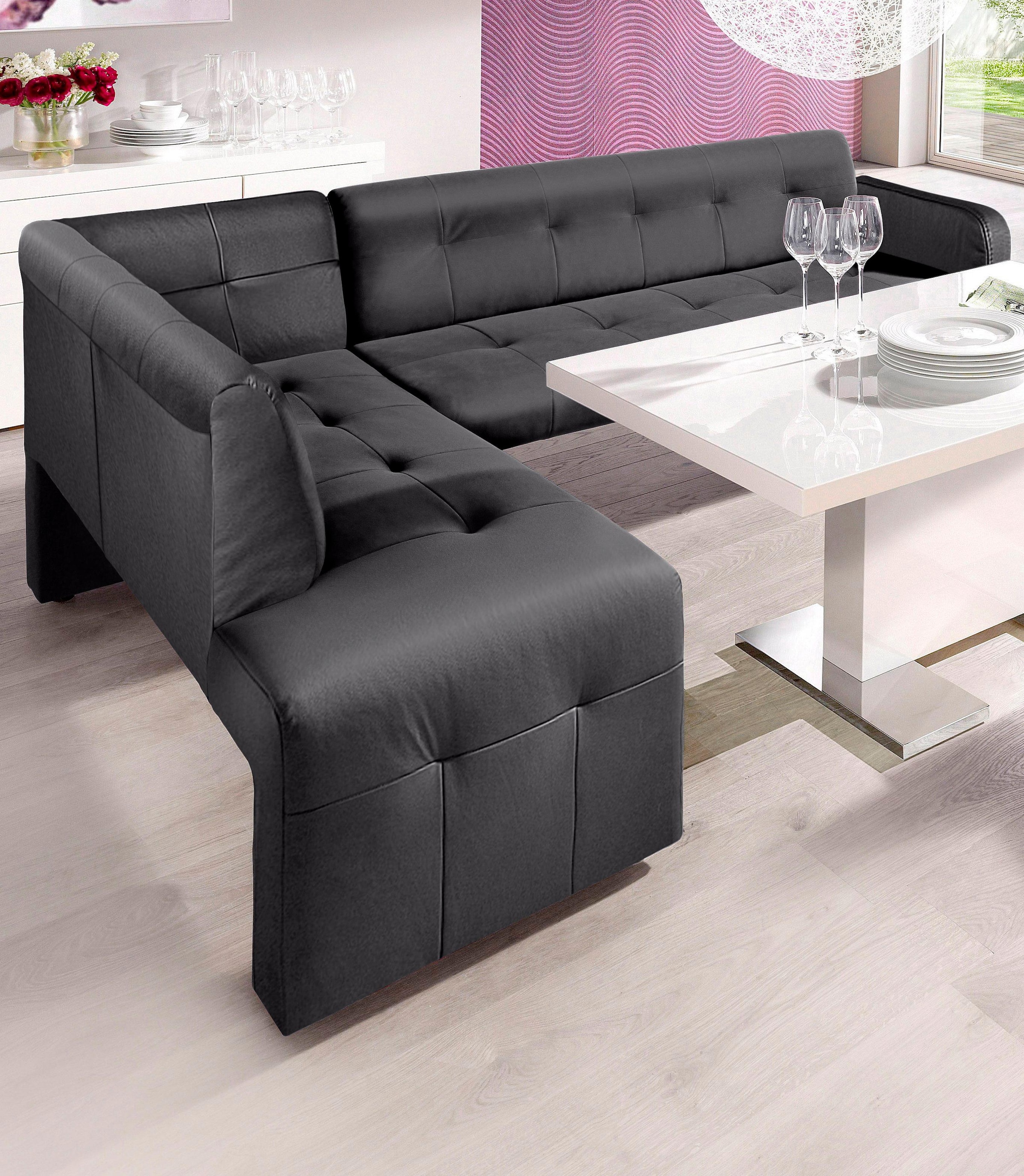exxpo - sofa fashion Eckbank »Barista, bequem und elegant, hohe Bodenfreiheit«, moderne Sitz- und Rückenverarbeitung, frei im Raum stellbar