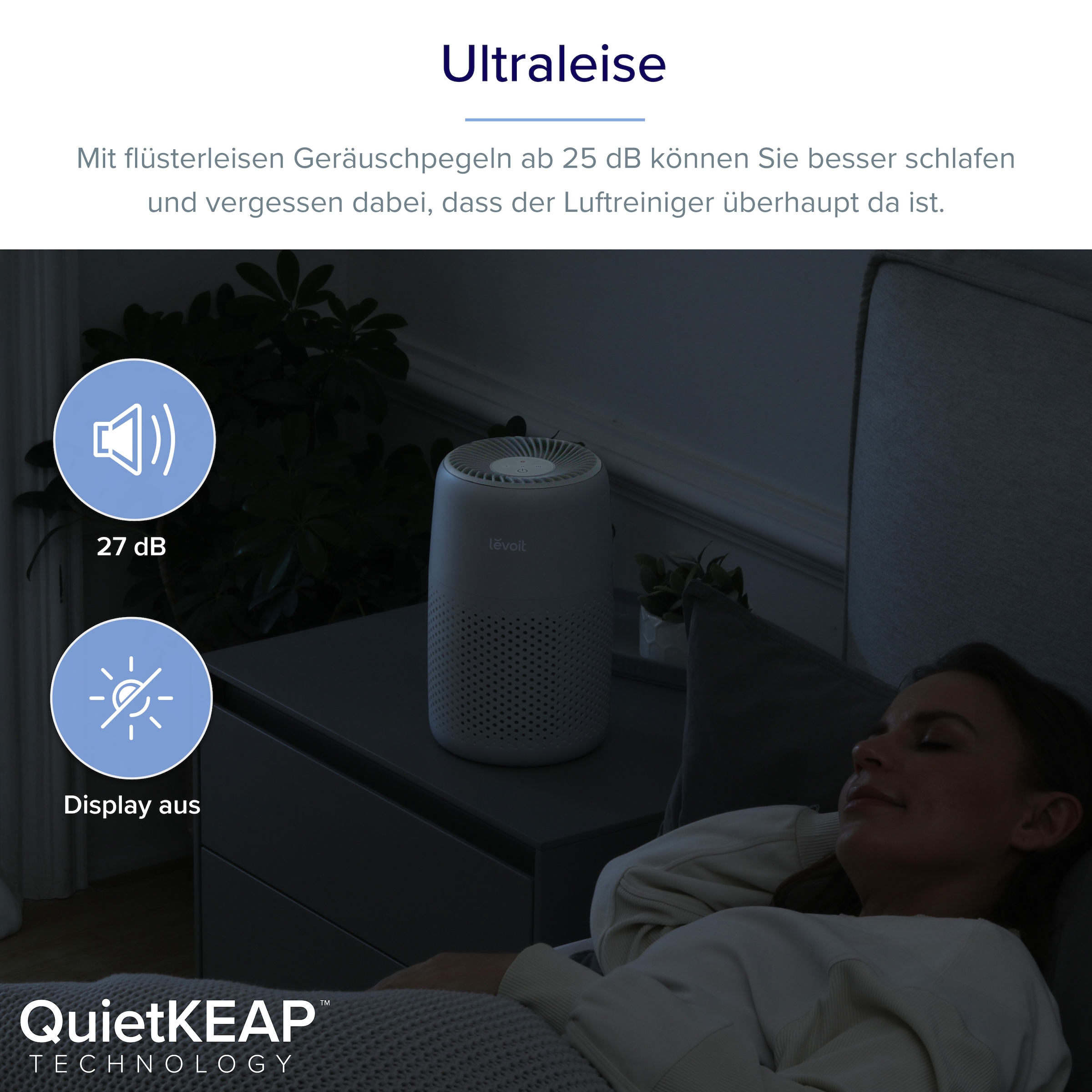 Levoit Luftreiniger »Core Mini Pro Air Purifier« für 15 qm Räume HEPA-Filtersystem, platzsparend, schlaffreundlich, Aromatherapie