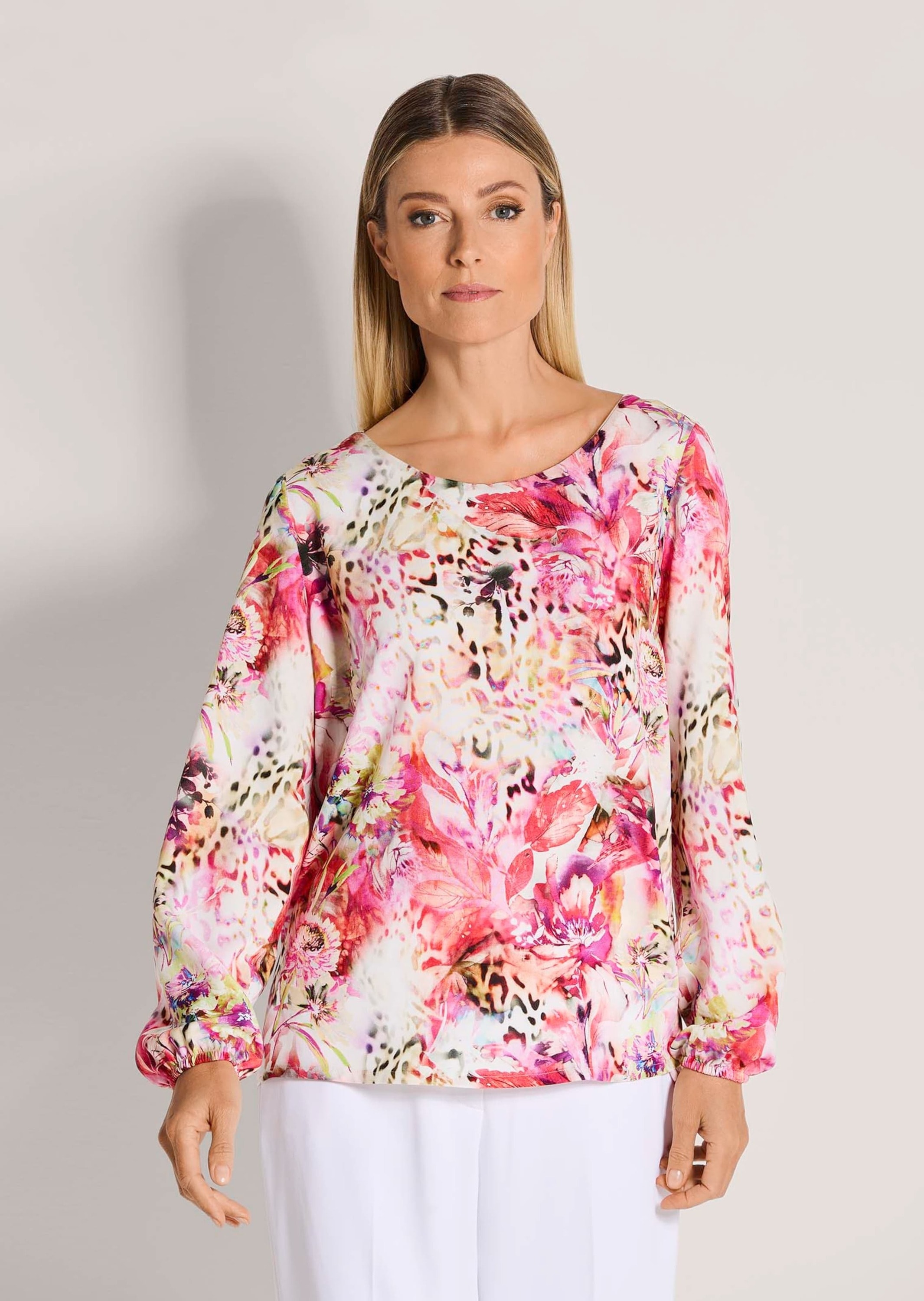 MADELEINE Langarmbluse »Bluse Druckbluse mit Leo- und Blumenmuster«