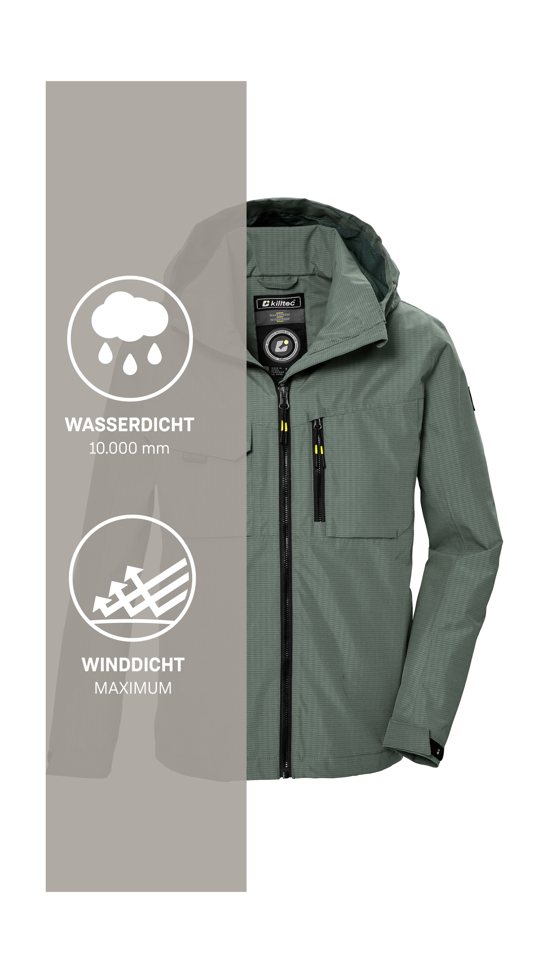 Killtec Funktionsjacke »KOS 140 BYS JCKT« Wasserdichte Kids-Jacke mit verstellbarer Kapuze und Saum