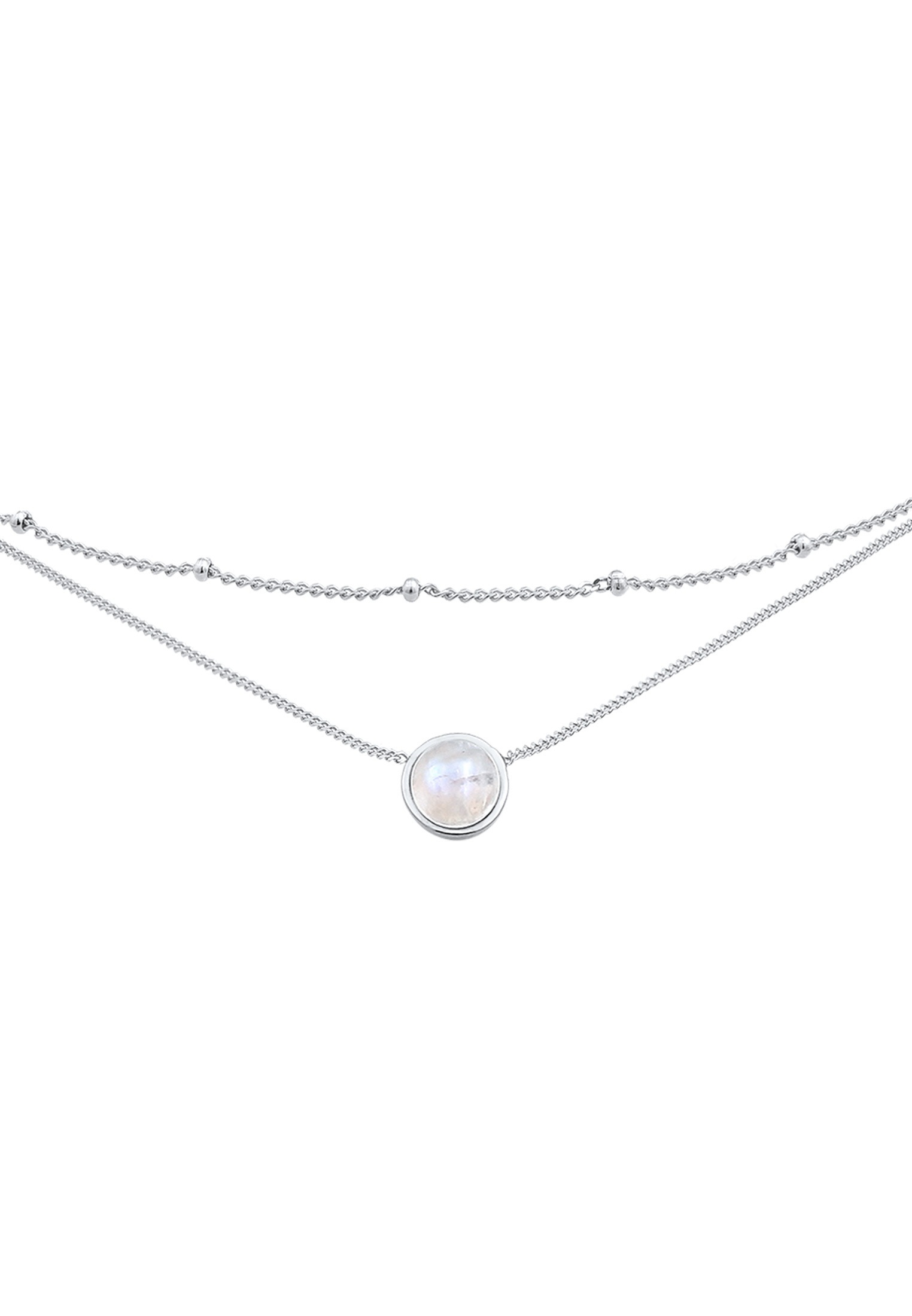 Elli Silberkette »Halskette Choker Layer Mondstein Kugelkette 925 Silber«
