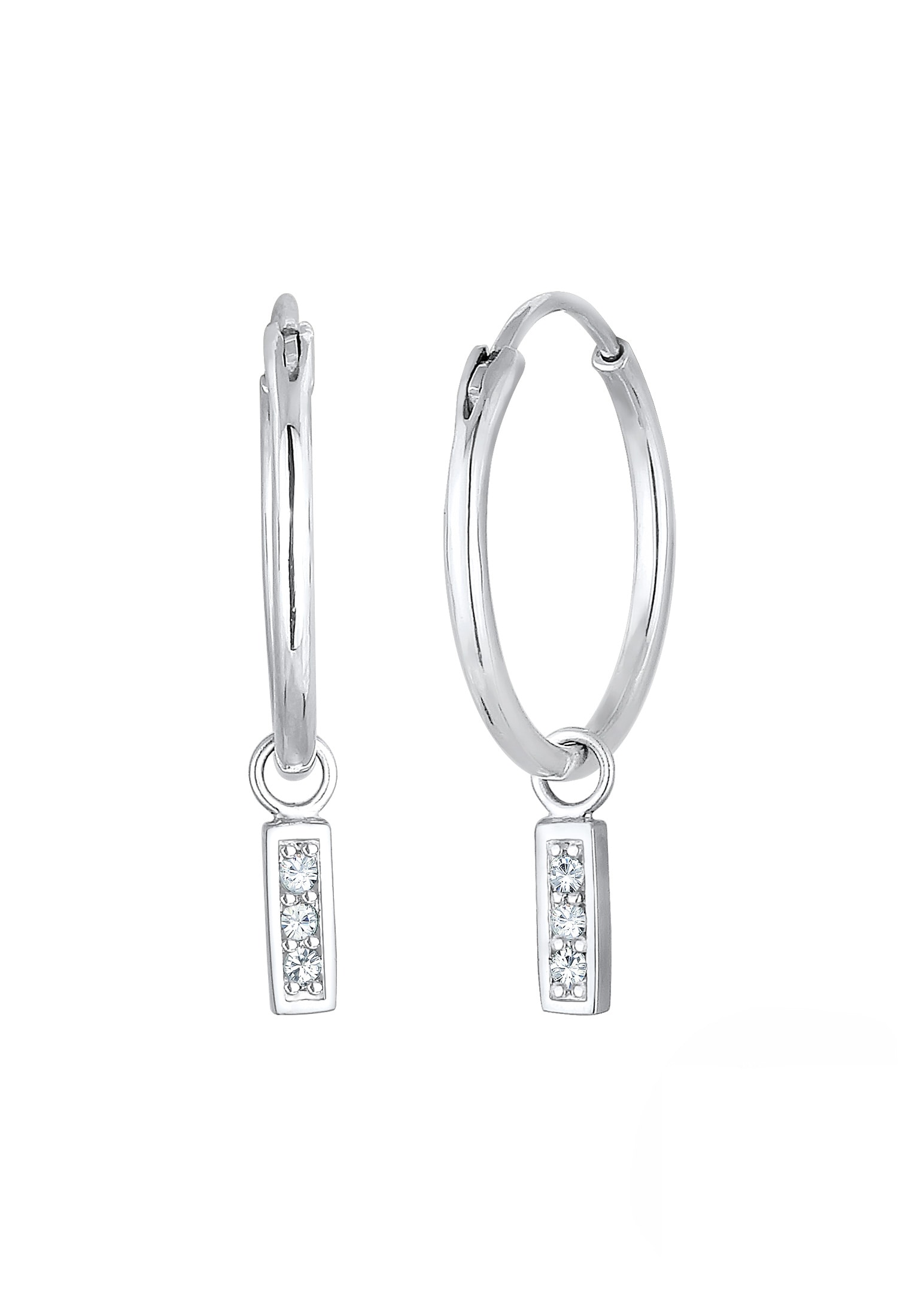 Elli Paar Creolen »Ohrringe Creolen Weiß 925 Sterling Silber, mit Kristallen von Swarovski®«