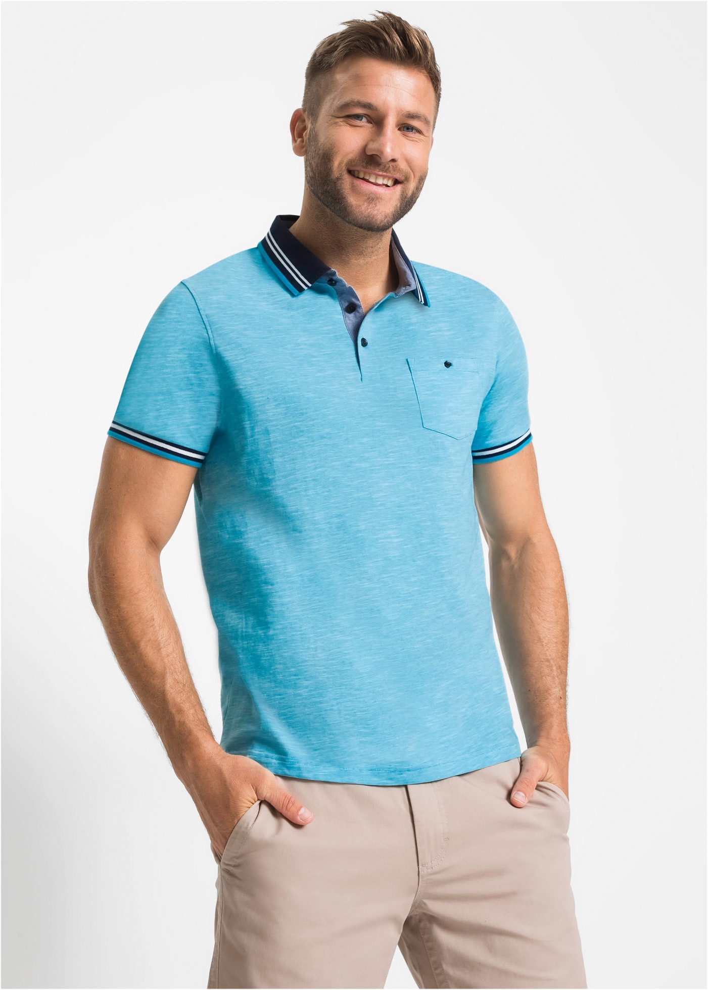 bonprix Poloshirt Regular fit, Kurzarm-Design, aus Baumwolle, mit Polokragen