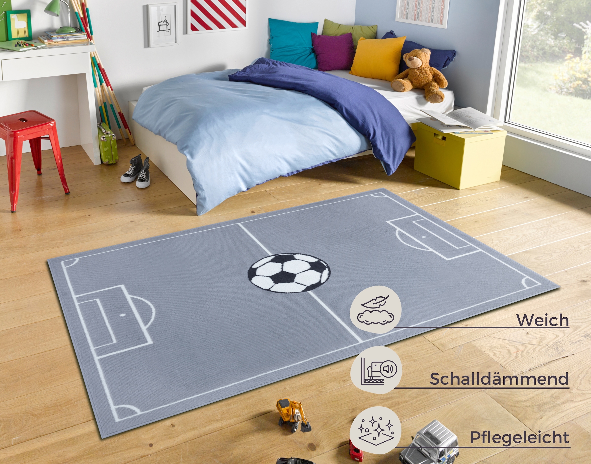 HANSE Home Teppich »Estadio«, rechteckig, 8 mm Höhe, Kinderteppich, Spielteppich, Spielunterlage, Fußball, Kinderzimmer