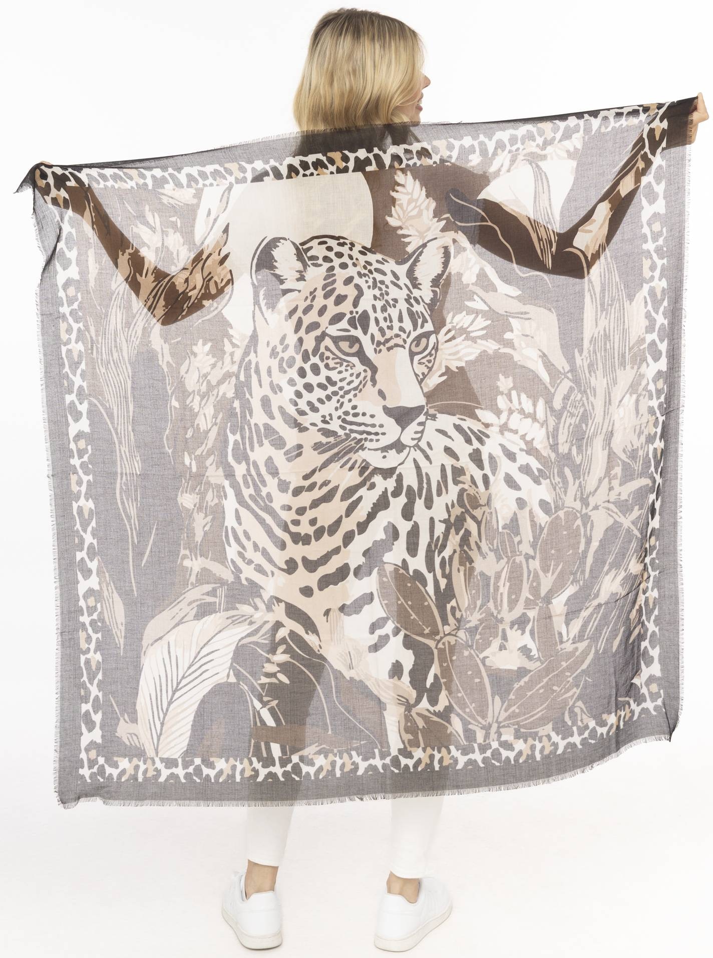 Zwillingsherz Modetuch »"Leopard"« Leopard-Motiv, Fransenabschlüsse rundum, leichtes Material