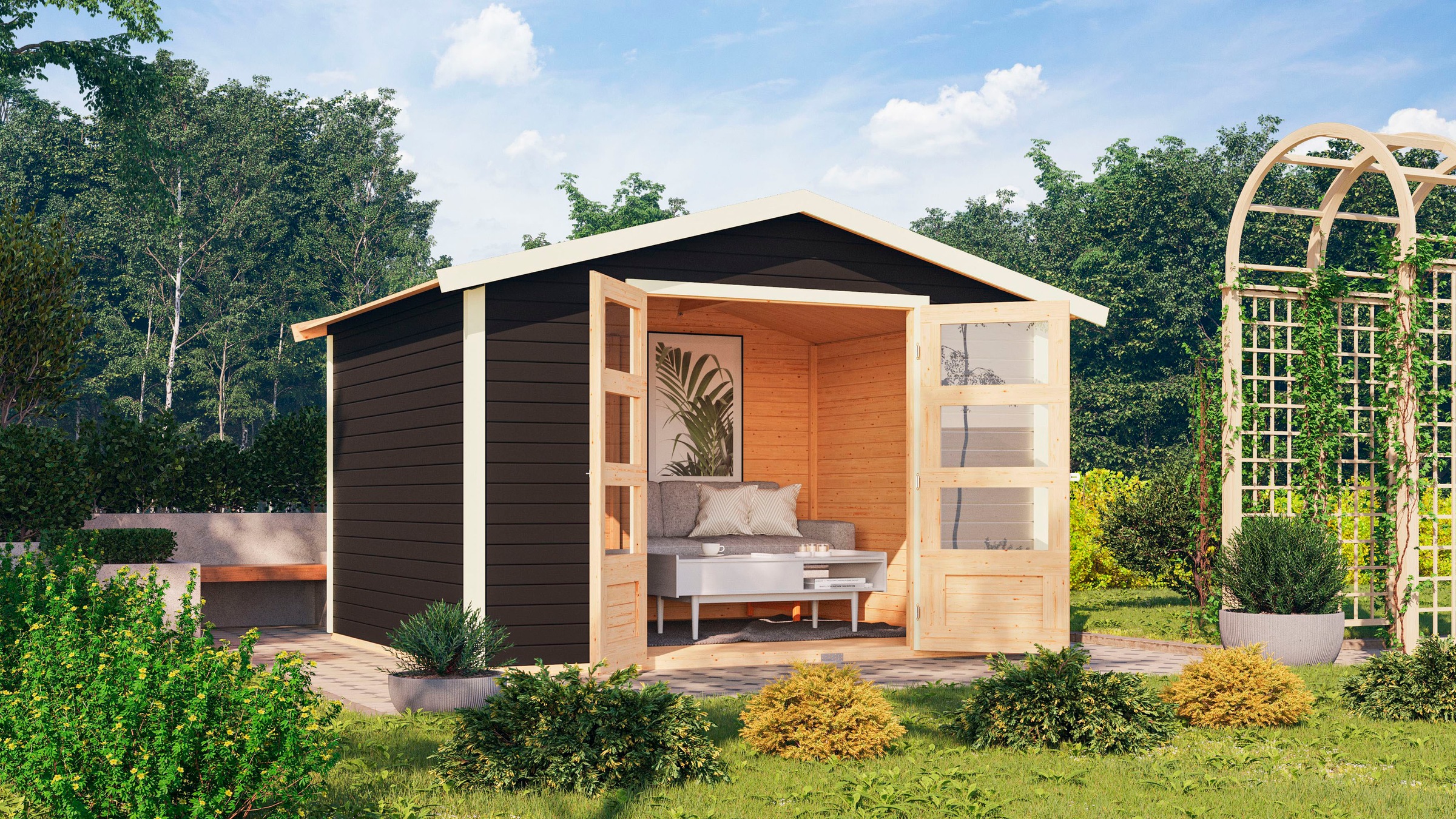 Karibu Gartenhaus »Carlberg 5«, naturbelassen oder anthrazit