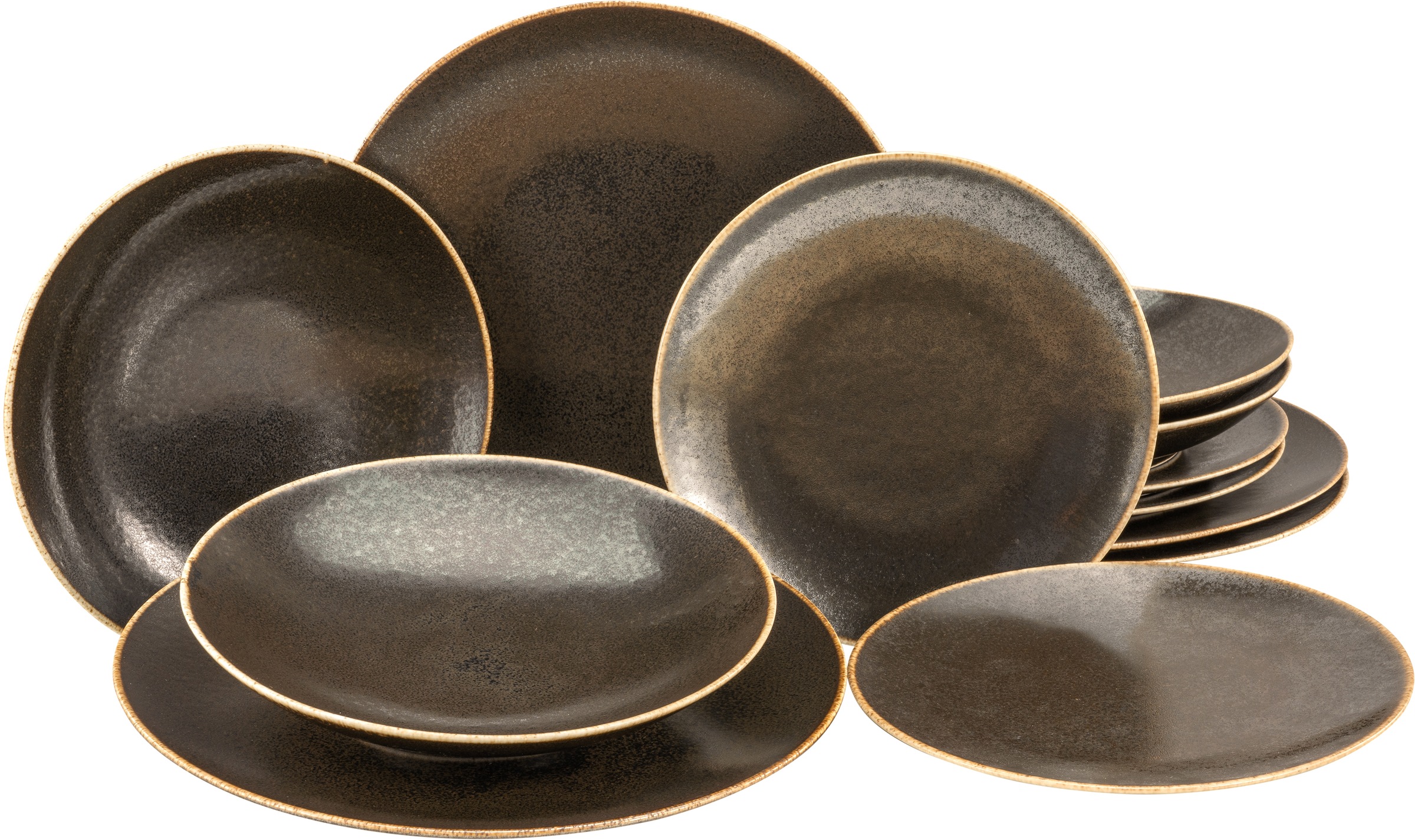 CreaTable Tafelservice »Rusty«, (Set, 12 tlg.), seidenmatte Glasur