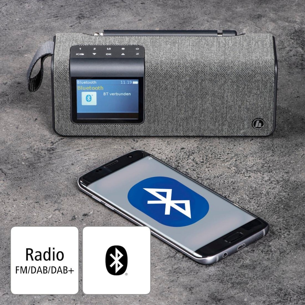 Hama Digitalradio (DAB+) »Digitalradio "DR200BT", FM/DAB/DAB+/Bluetooth/Akkubetrieb DAB+ Radio«, (Digitalradio (DAB+)-FM-Tuner)