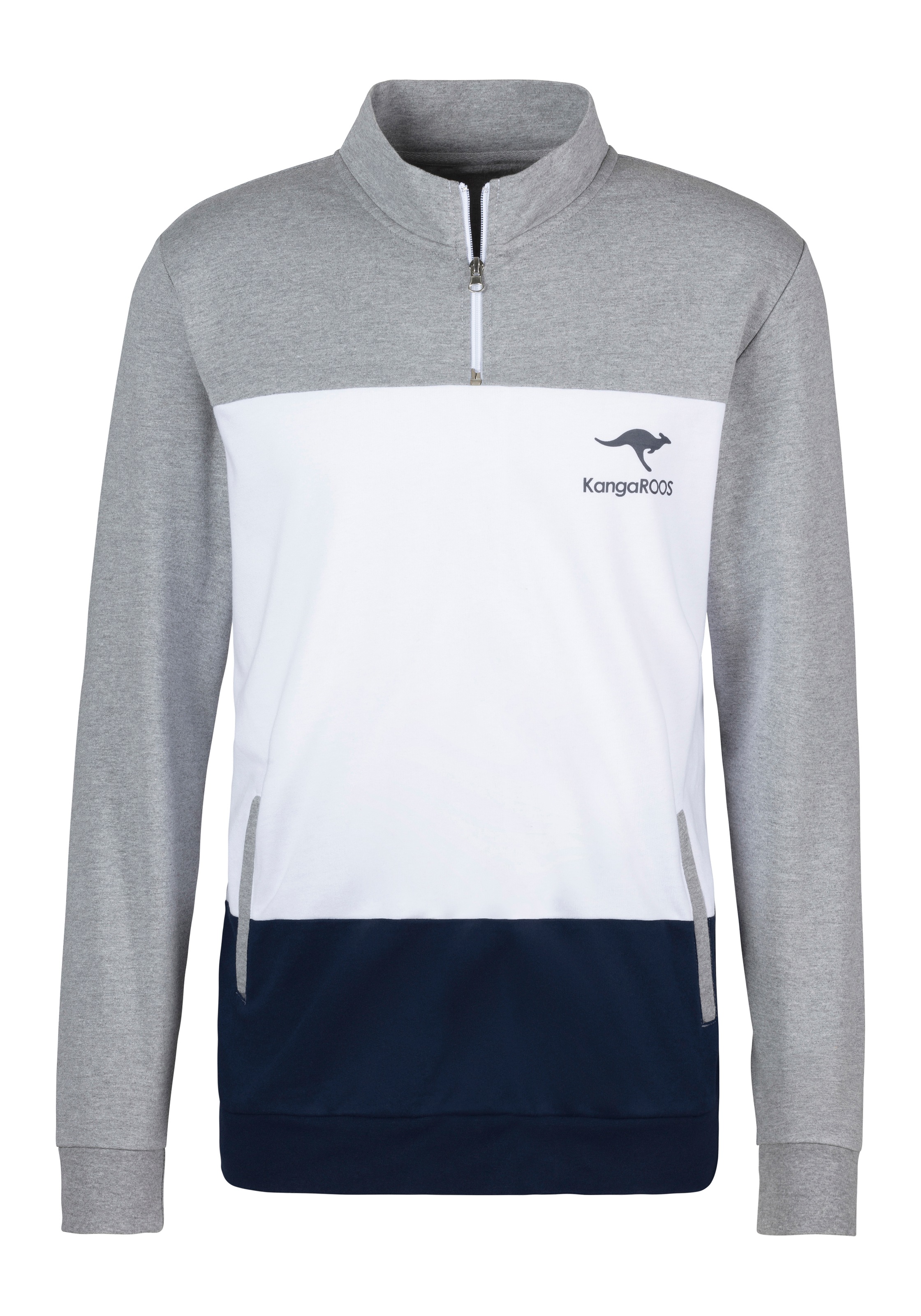 KangaROOS Sweatshirt, mit Stehkragen mit kurzen Reißverschluss