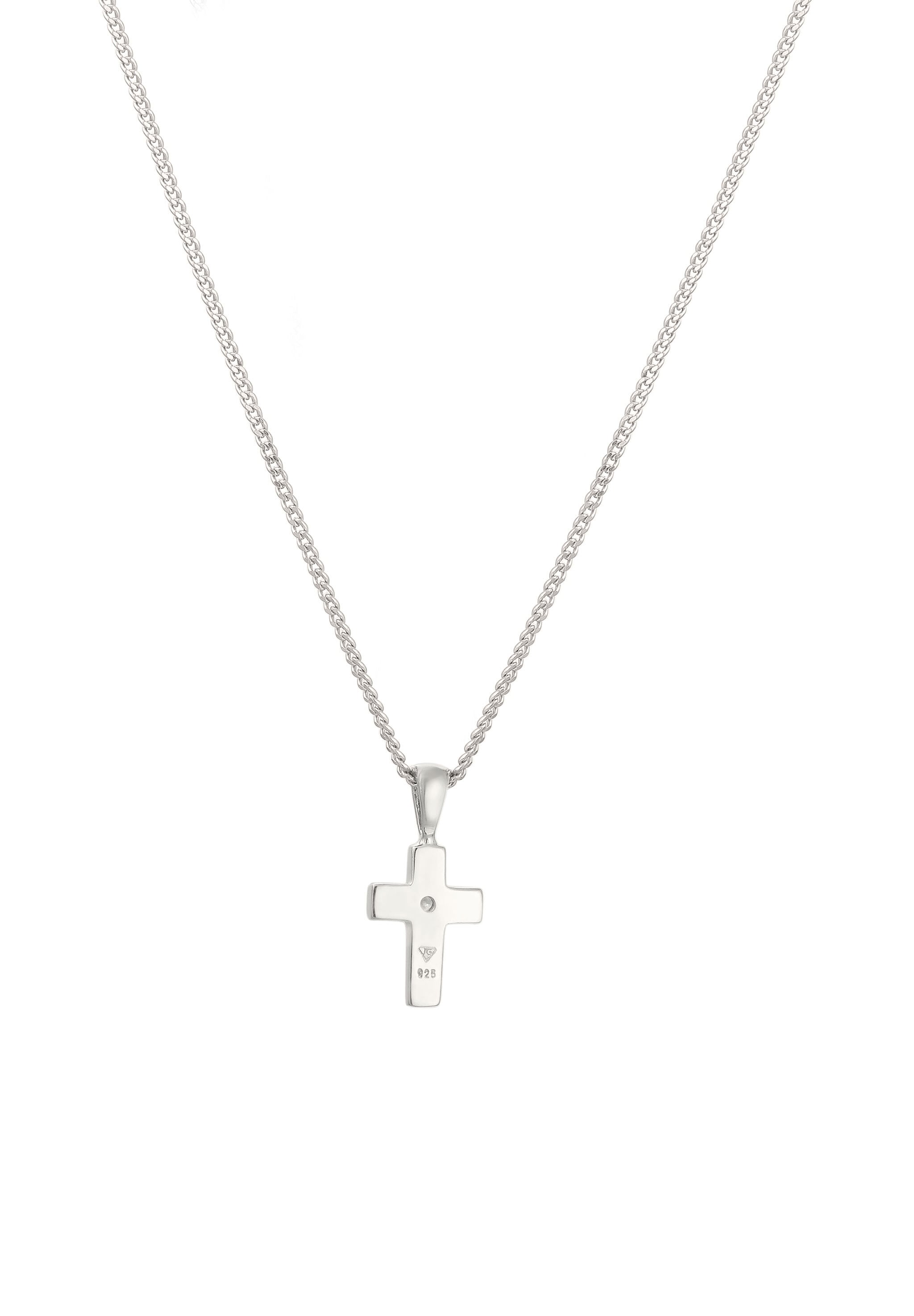 Elli DIAMONDS Silberkette »Halskette Kreuz Diamant Weiß (0.02 ct) 925 Sterling Silber«