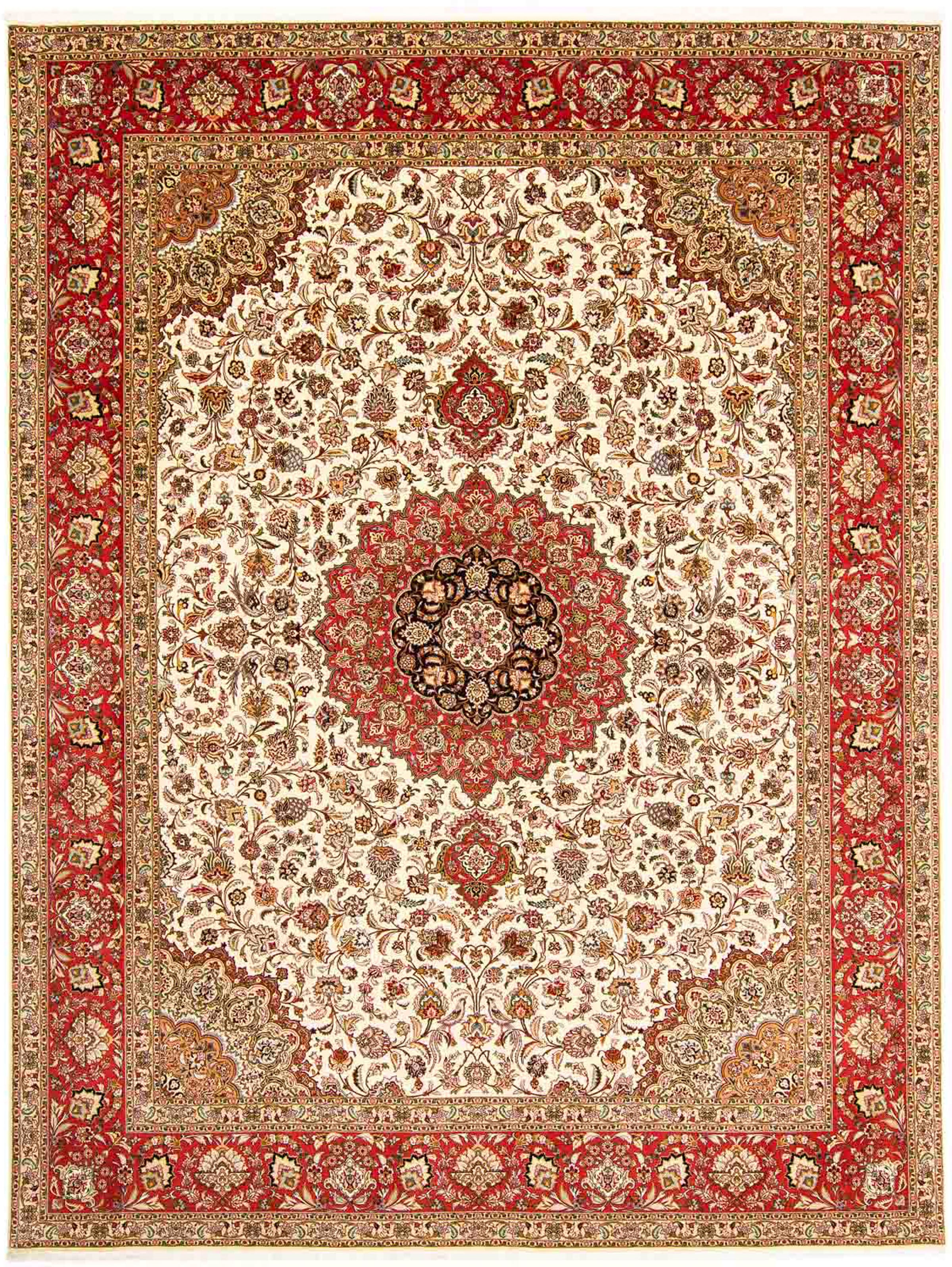 morgenland Orientteppich »Perser - Täbriz - Royal - 394 x 305 cm - rot«, rechteckig, Wohnzimmer, Handgeknüpft, Einzelstück mit Zertifikat