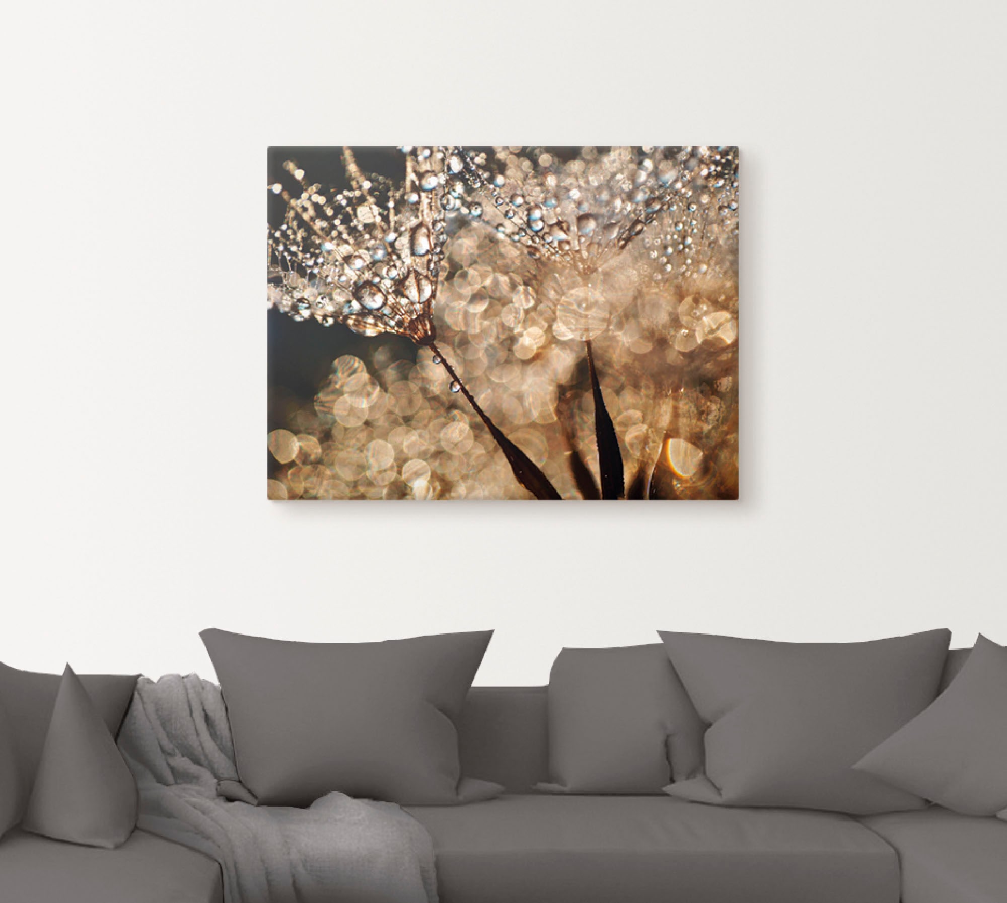 Artland Wandbild »Pusteblume Goldschimmer«, Blumen, (1 St.), als Alubild, Outdoorbild, Leinwandbild, Poster, Wandaufkleber