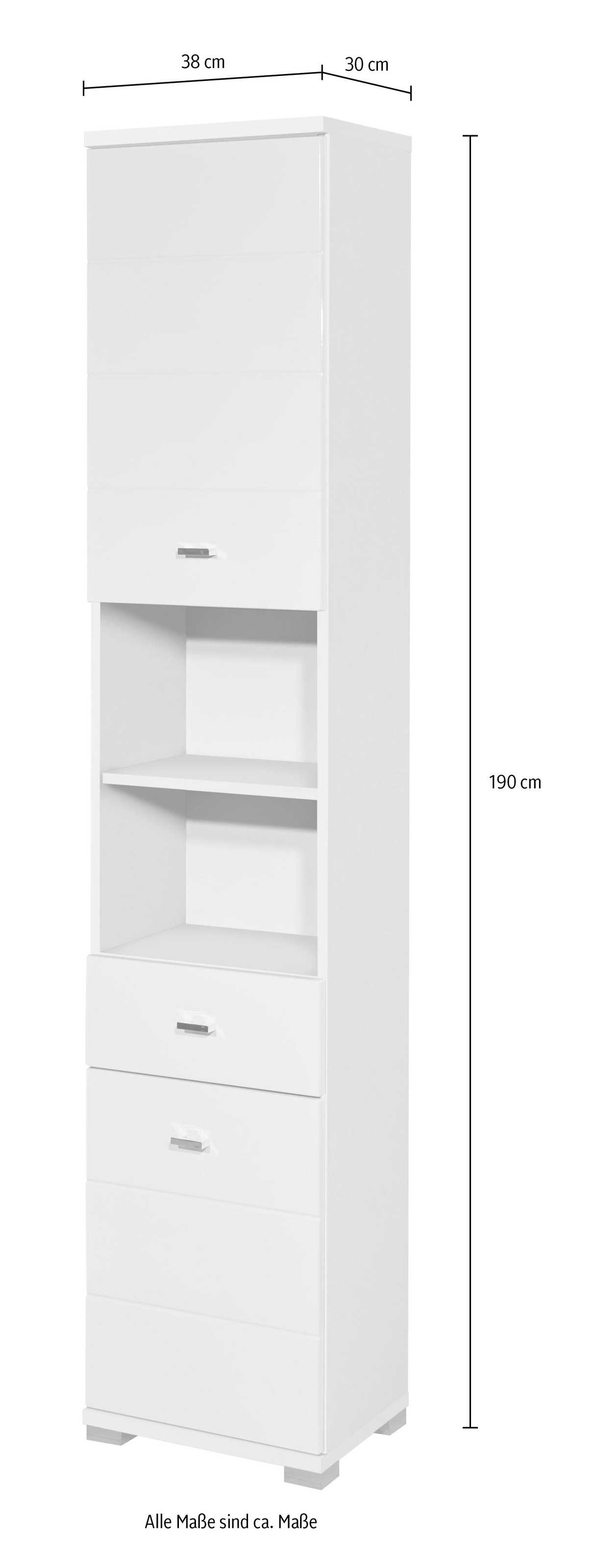 BASIC by Balculina Hochschrank »Pool, Badezimmerschrank BxHxT 38x190x30«, (1 St.), Breite 38cm, Tür L/R montierbar