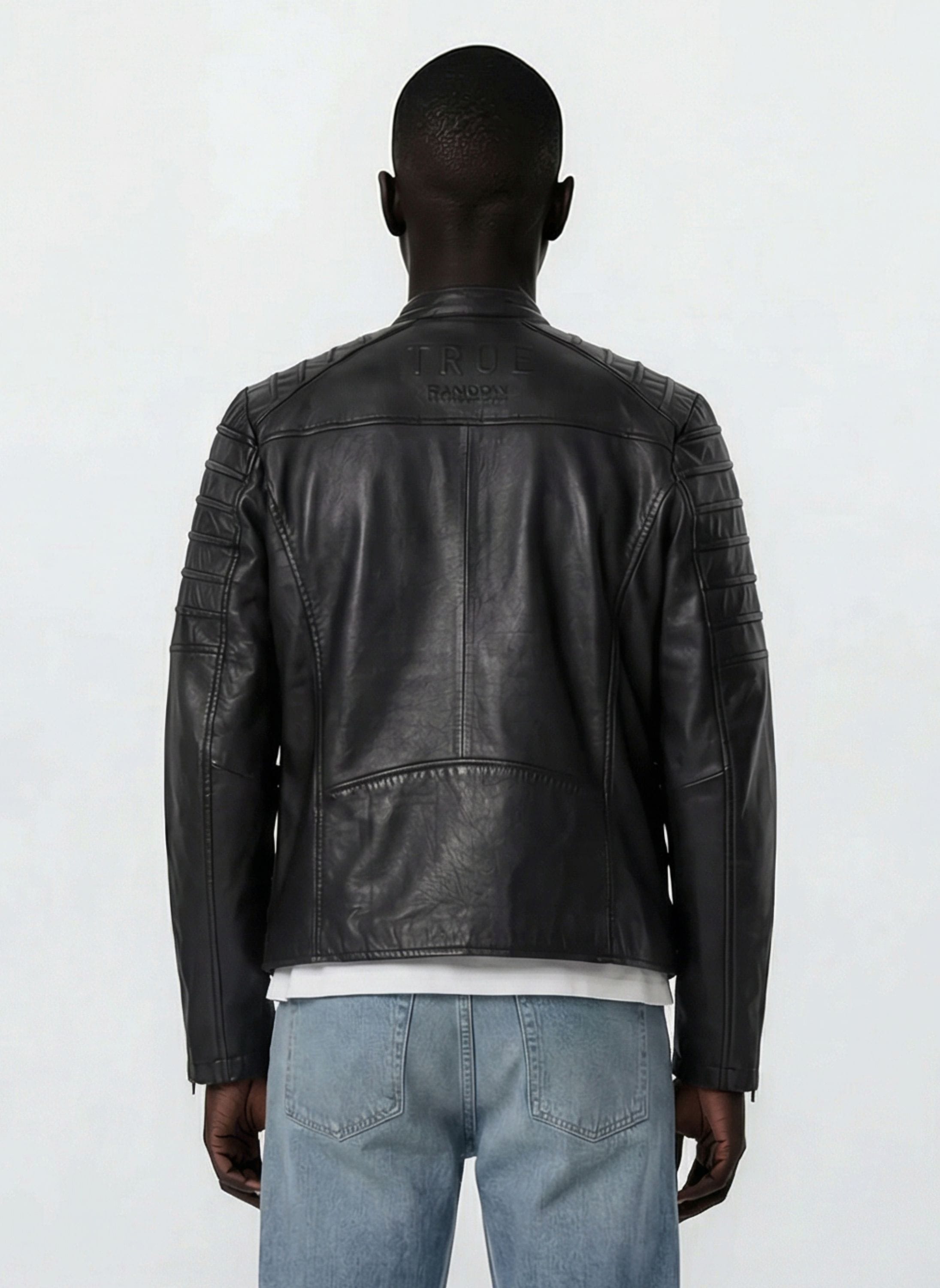 trueprodigy Lederjacke »Dash Paspelierte Details an der Schulter und Stehkragen« ohne Kapuze