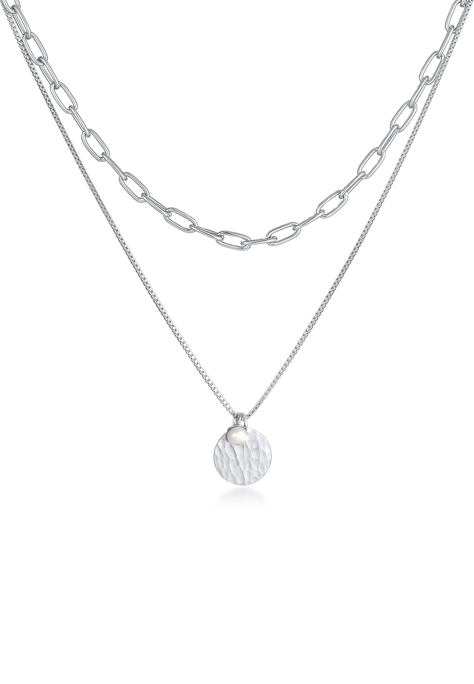 Elli Premium Gliederkette »Layer Plättchen Layer Figaro 2-lagig 925 Silber«