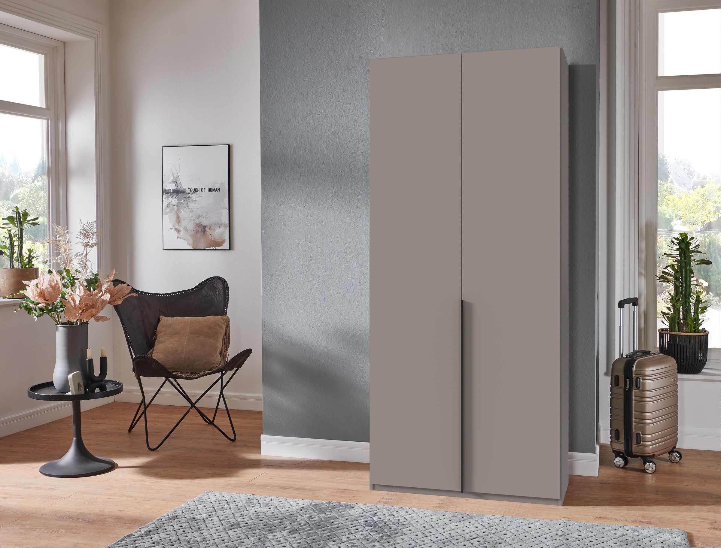 Wimex Kleiderschrank »Mugano,in 8 Breiten,3 Höhen,2 Tiefen, viele Farben, Made in Germany«, (in Basic oder Premium Ausstattung mit 2 weiteren Einlegeböden), mit langen oder kurzen Griffen aus Metall, mit oder ohne Spiegel