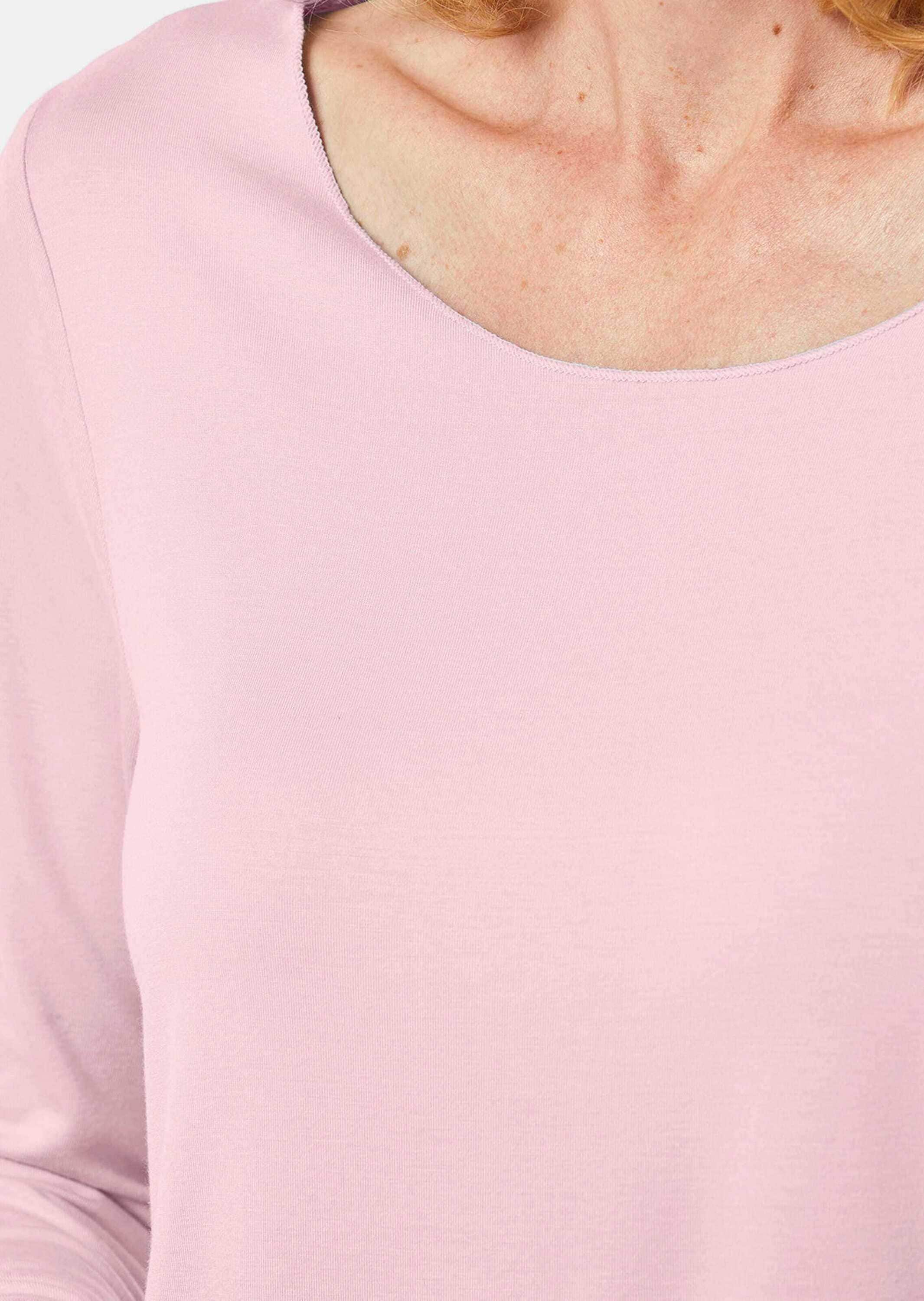 GOLDNER Longpullover »Rundhalsshirt Kombistarkes Langarmshirt mit tonaler Zierkante«