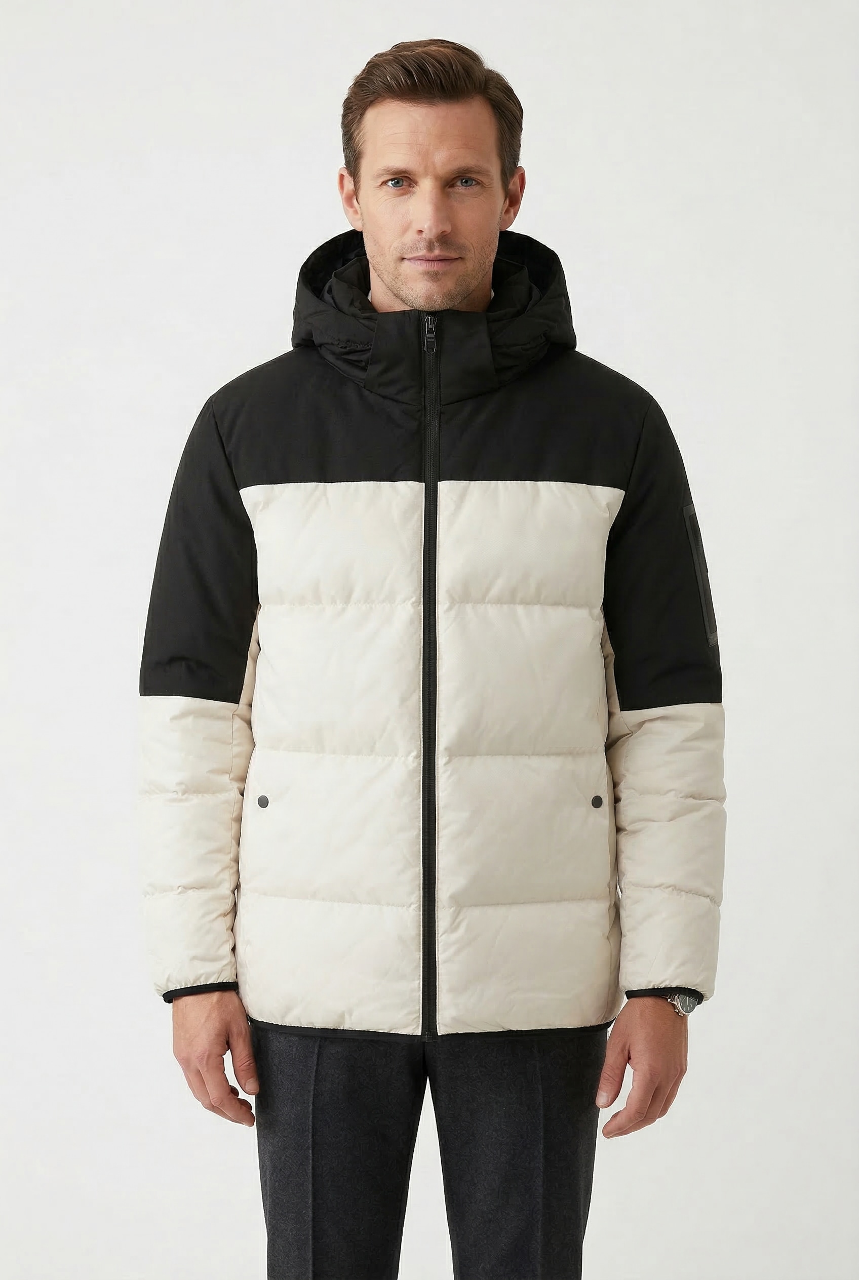 BOSS GREEN Daunenjacke mit Kapuze abnehmbare Kapuze, Regular Fit, warm wattiert