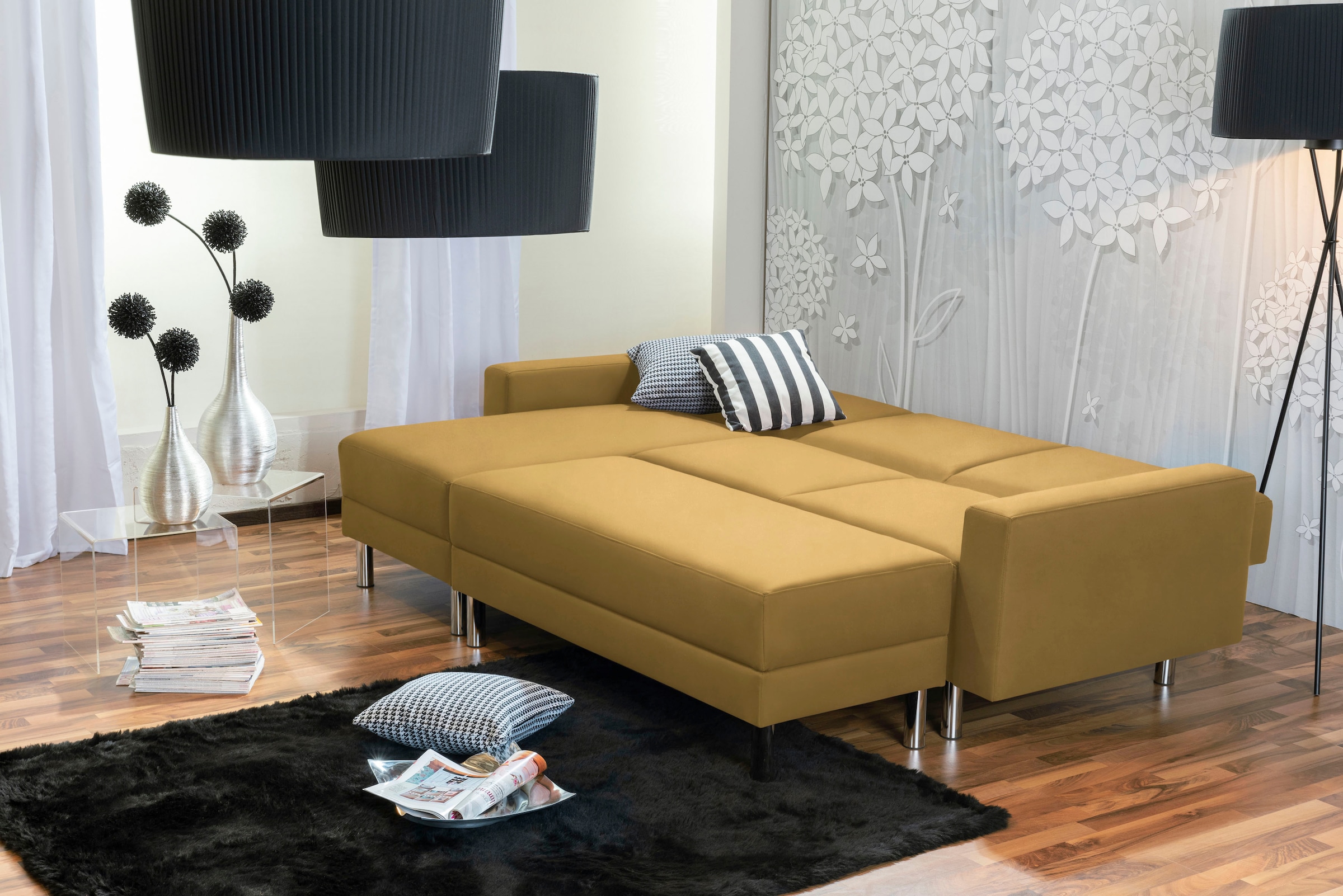 Max Winzer® Schlafsofa »Just Fresh modernes kubisches Sofa, Rückenverstellung für Sitzkomfort«, Recamiere links oder rechts montierbar, elegante Metallfüße