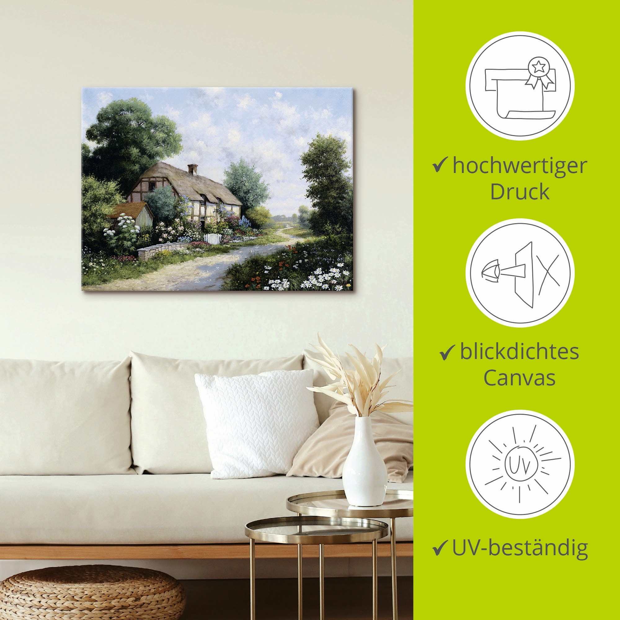 Artland Leinwandbild »Das Landhaus« Gebäude 1 Stk. tlg. auf Holzrahmen gespannt
