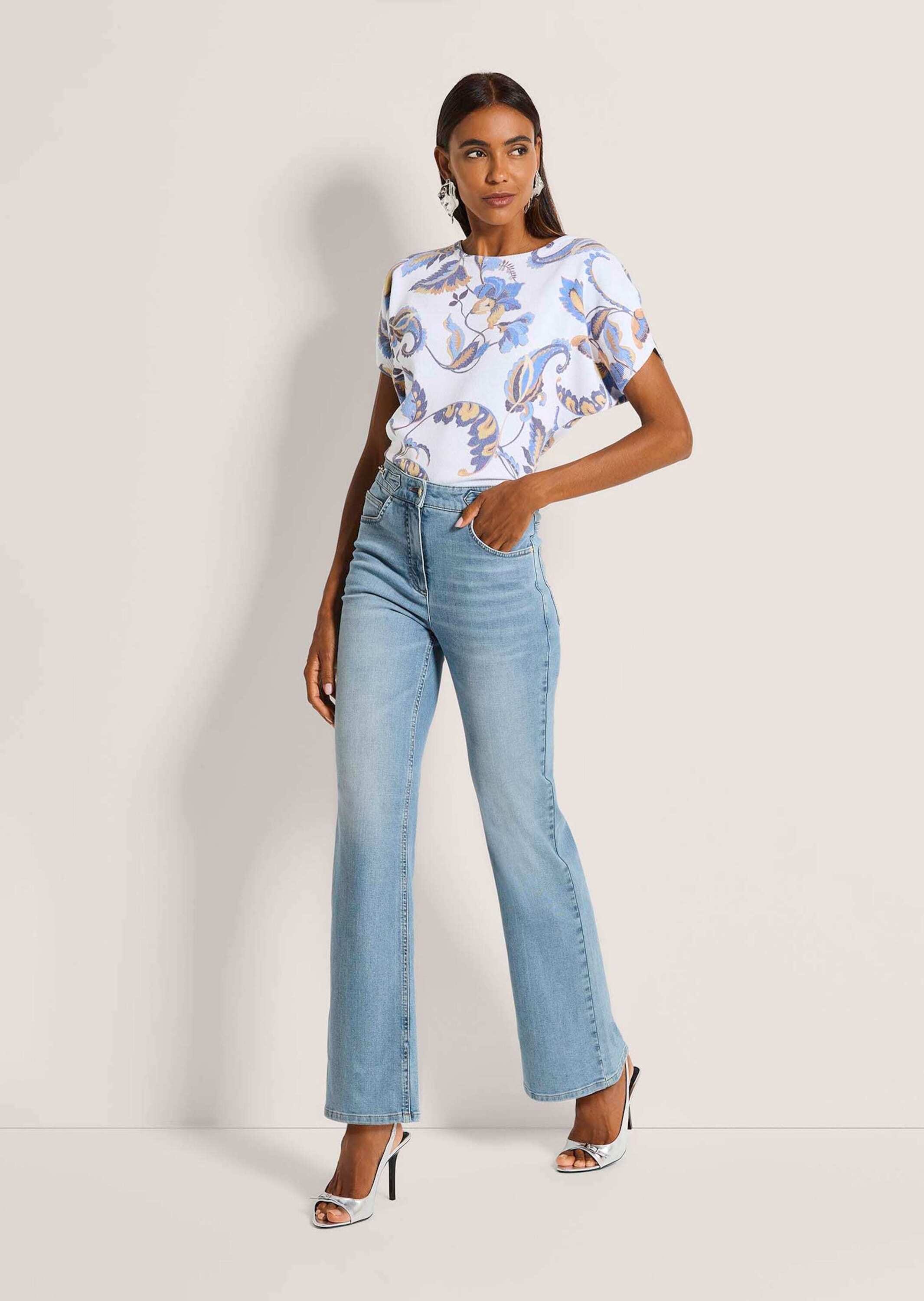 MADELEINE Regular-fit-Jeans »Jeans Straight-Leg-Jeans mit Formbund« Jeans mit weitem Bein und icegoldfarbenen Accessoires